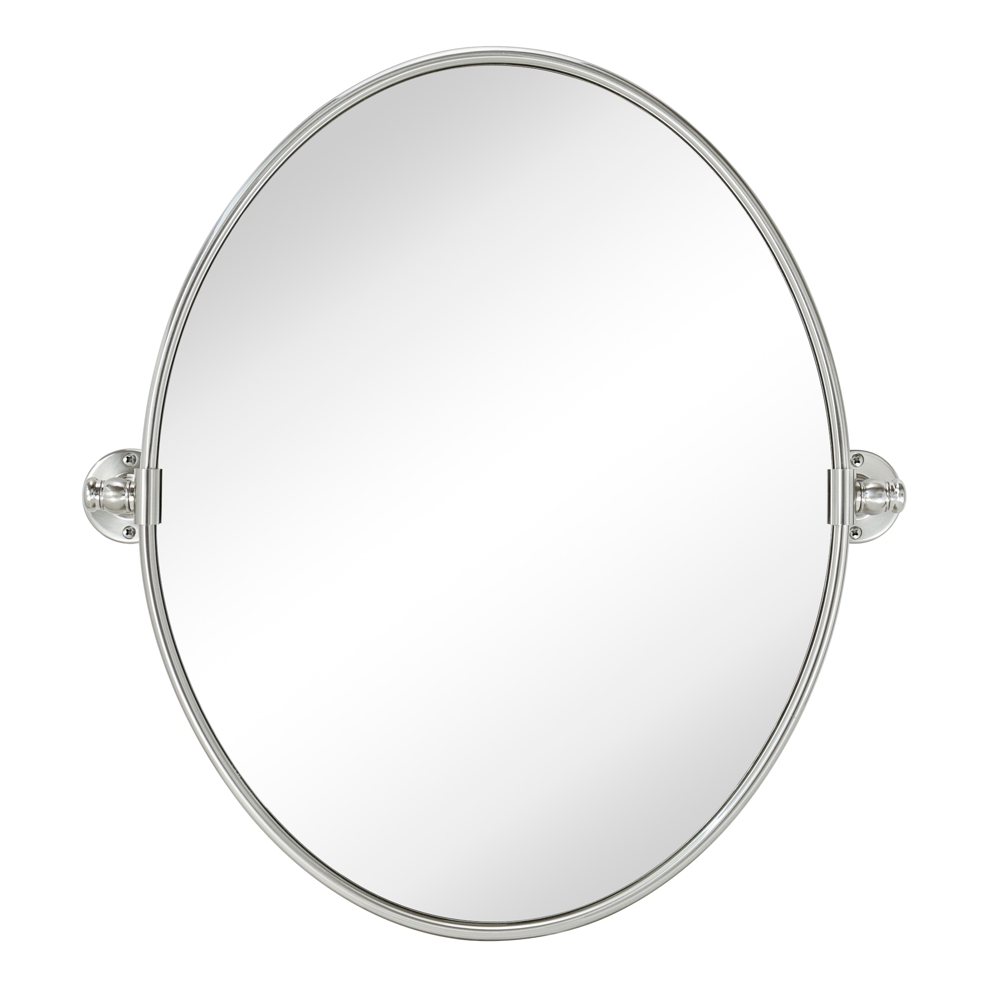 TEHOME GC-00317 Farmhouse Oval Pivoting Mirror 19-in x 24-in Polished Oval Tilting Bathroom Vanity Mirror ( Brushed Nickel )