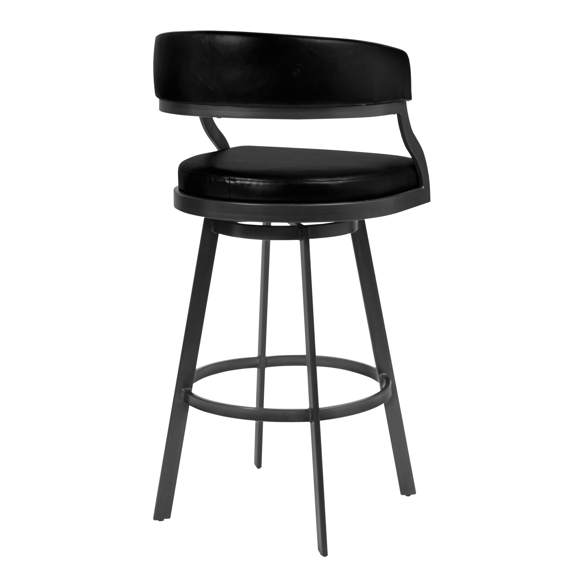 Armen Living 721535746941 Mineral Finish 26.0-in H Counter height Bucket seat Upholstered Swivel Metal Bar Stool and Back