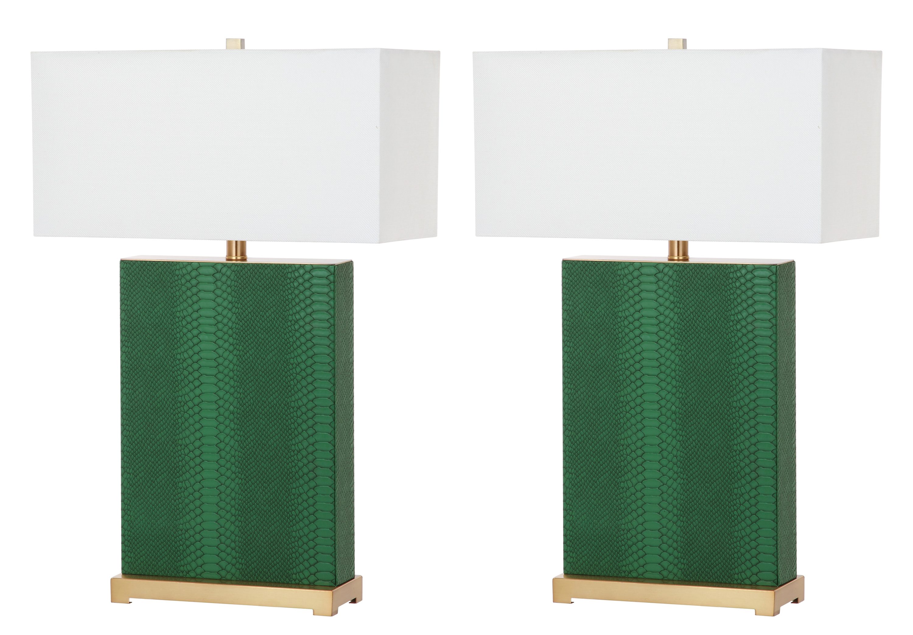 Safavieh LIT4402F-SET2 Joyce Modern/contemporary Medium base (E-26) Lamp Set with Off-white Shades