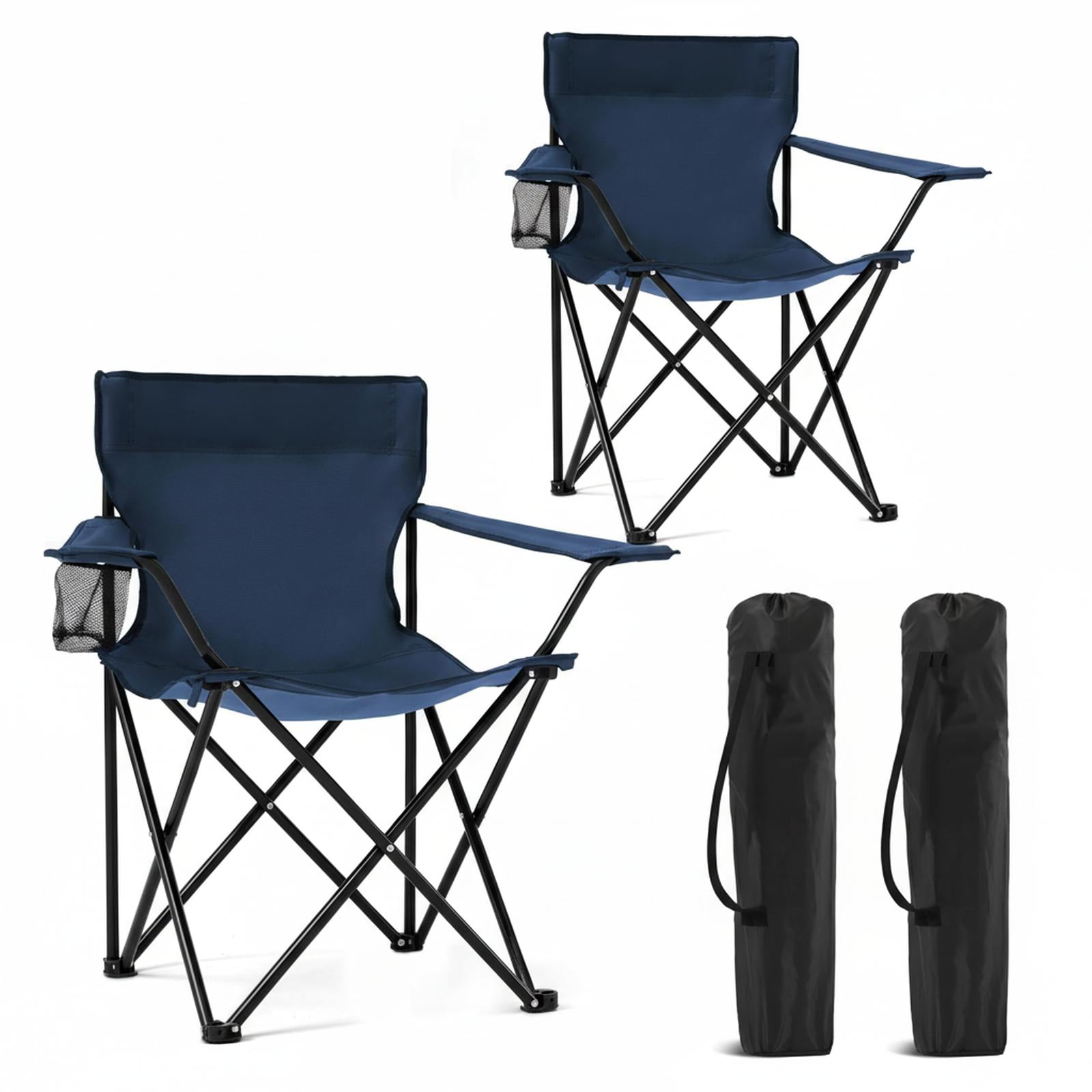 Baginizer - 2 Pack Portable Folding Camping Chairs Lightweight Outdoor with Cup Holder Carry Bag...