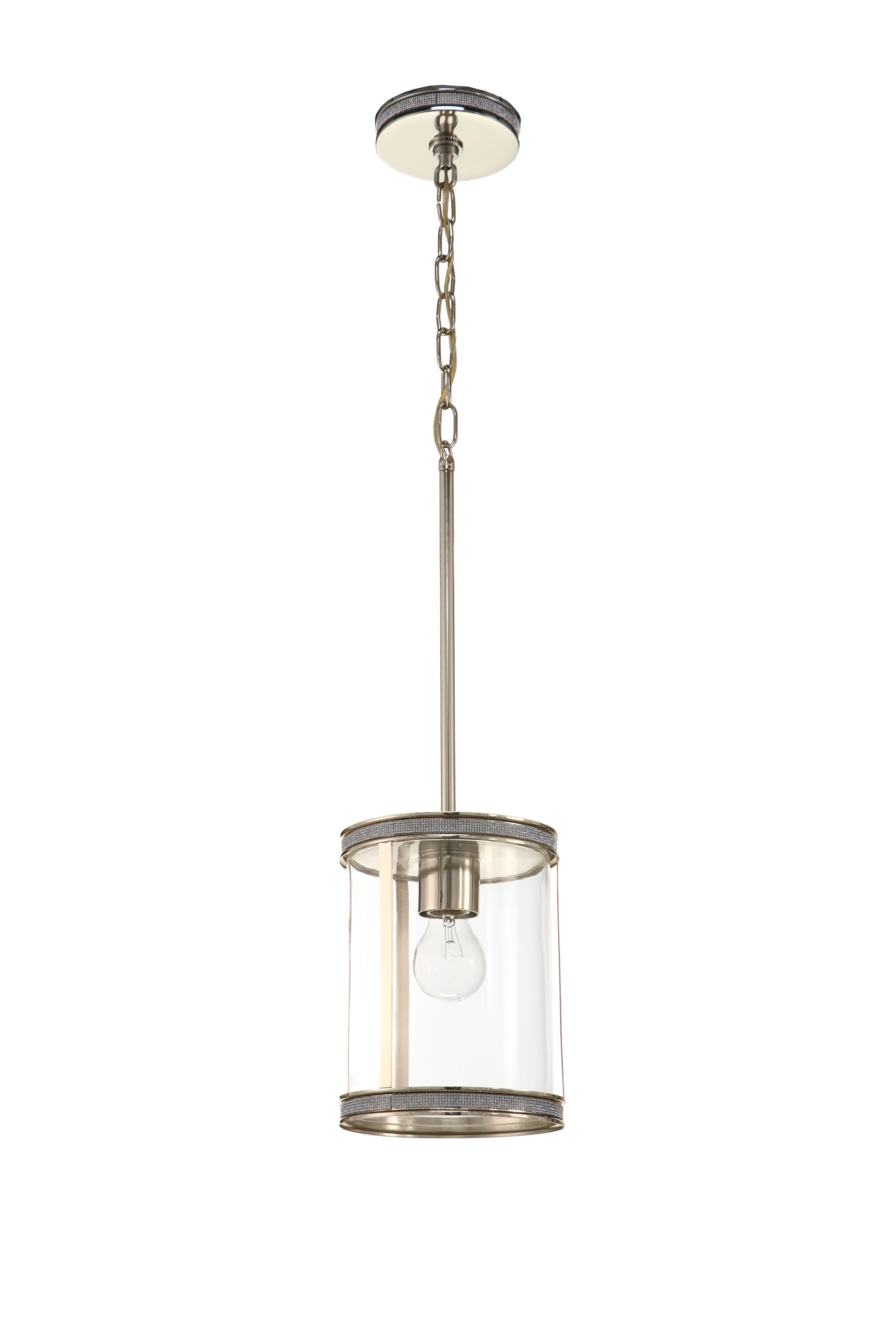 kichler angelica polished nickel industrial clear glass cylinder pendant light