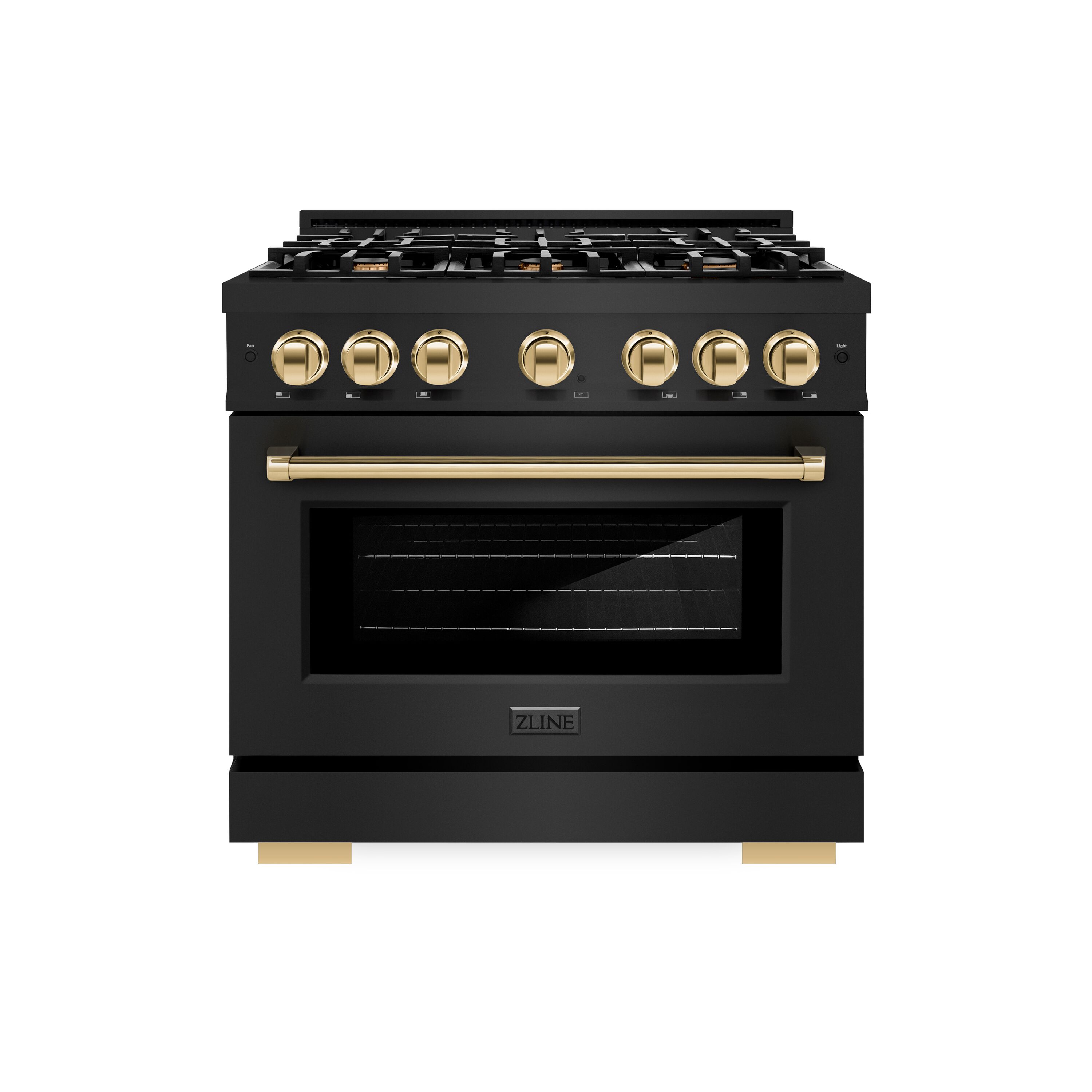 ZLINE KITCHEN & BATH HDRBZ-36-G Select 36-in Standard 6 burners Convection Oven Freestanding Dual Fuel Range ( Black Stainless Steel, Polished Gold Accents )