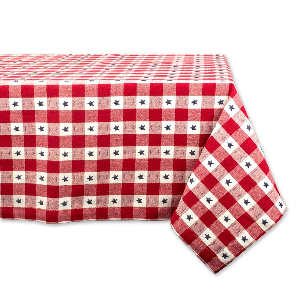DII CAMZ38786 Star Check Tablecloth