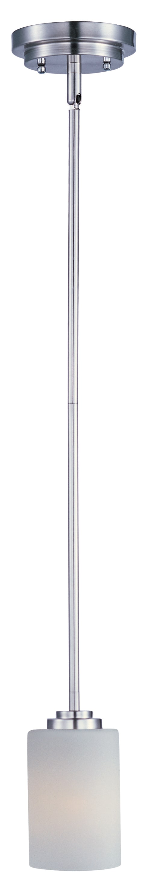 Maxim Lighting 90030SWSN Deven Satin Nickel Modern/contemporary White glass Cylinder Mini Hanging Pendant light