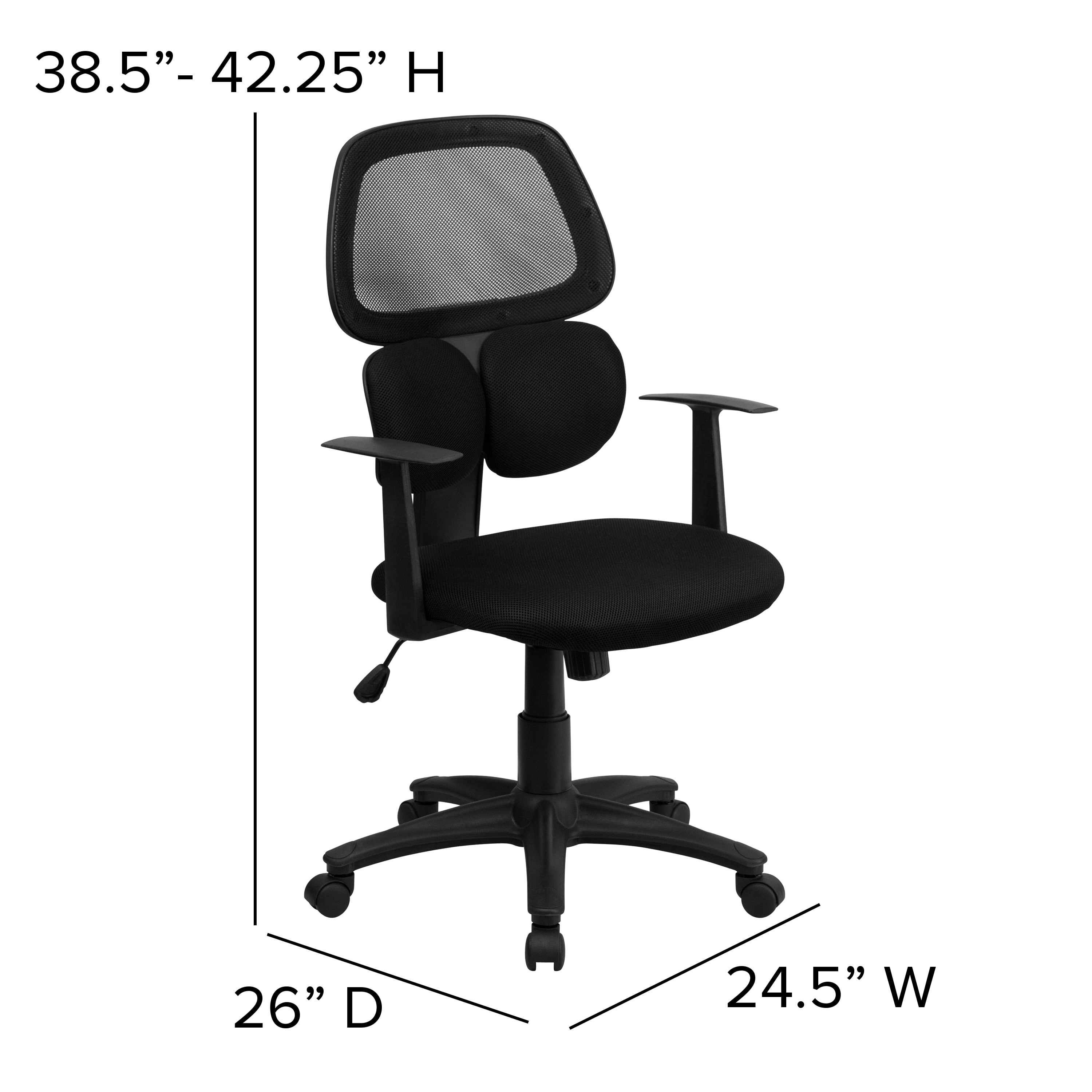 Flash Furniture Black Contemporary Adjustable Height Swivel Mesh Task ...