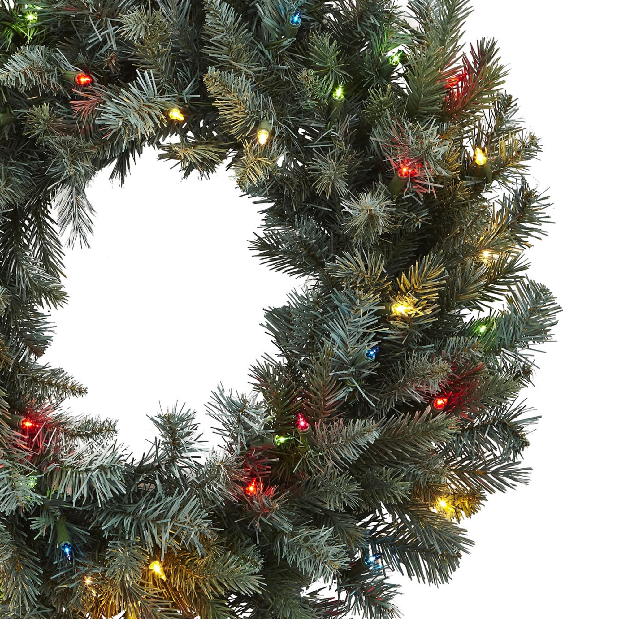 Festive Pine 24" Artificial Winter Wreath with Multicolor LED Lights