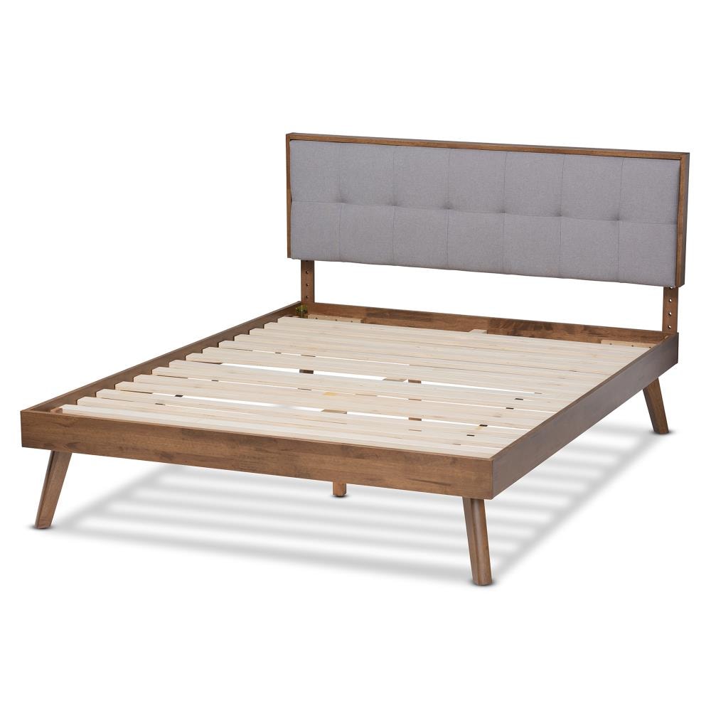 Baxton Studio Alke Light Grey Walnut King Upholstered Daybed in