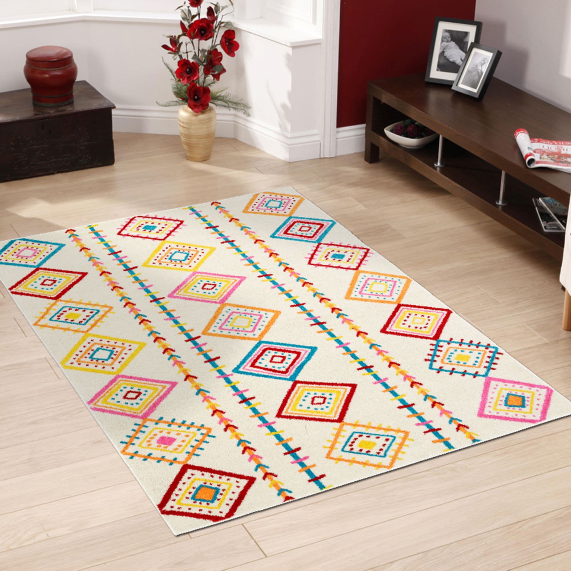 LR Home 6353A8984934J8 5 x 7 (ft) Loomed Polypropylene Multicolored Rectangular Indoor Abstract Area rug