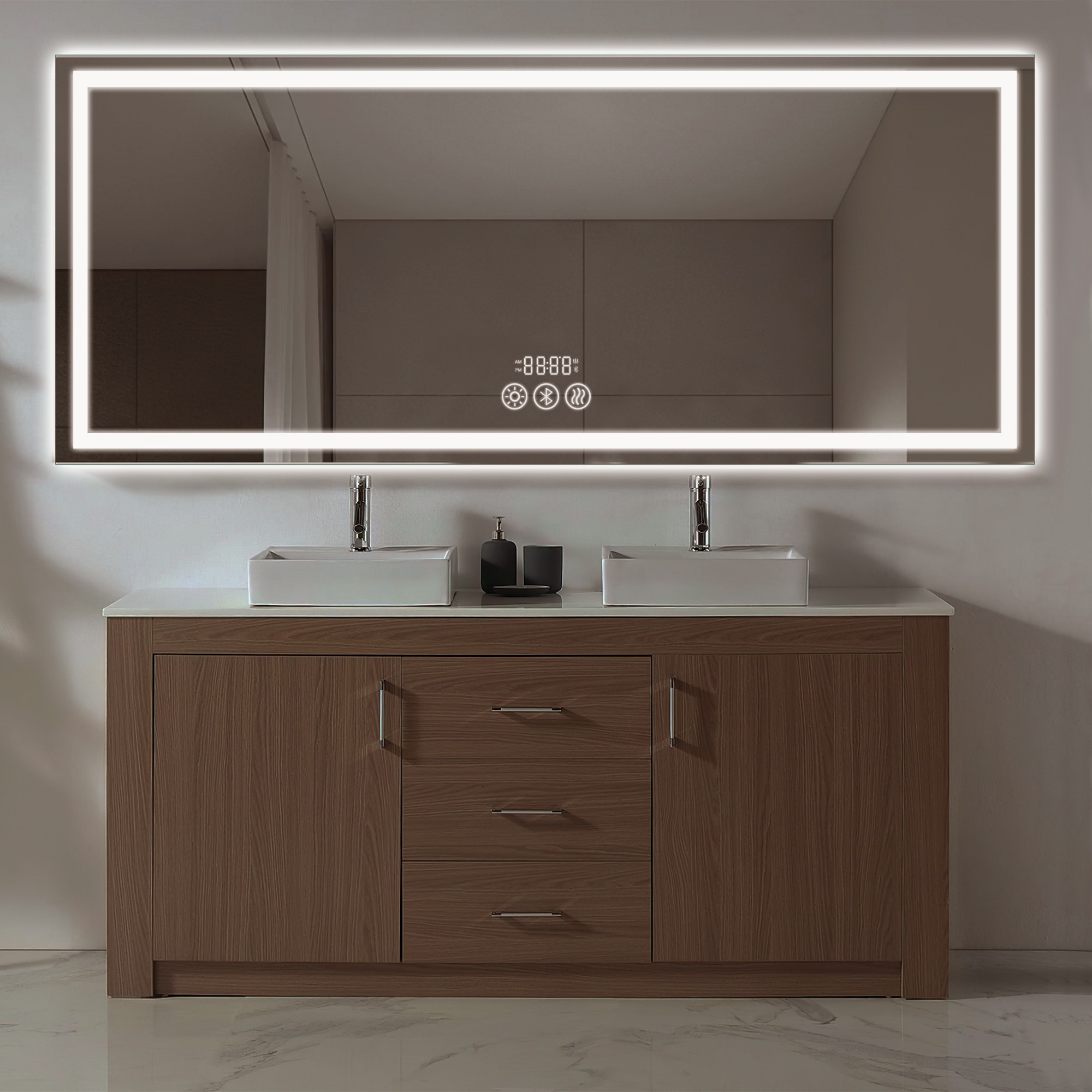 Dovelina LS-A-MR03016 31-Inches x 71-Inches Framed Frameless Rectangle Dimmable Lighted Fog Free Bathroom Vanity Mirror ( Black )