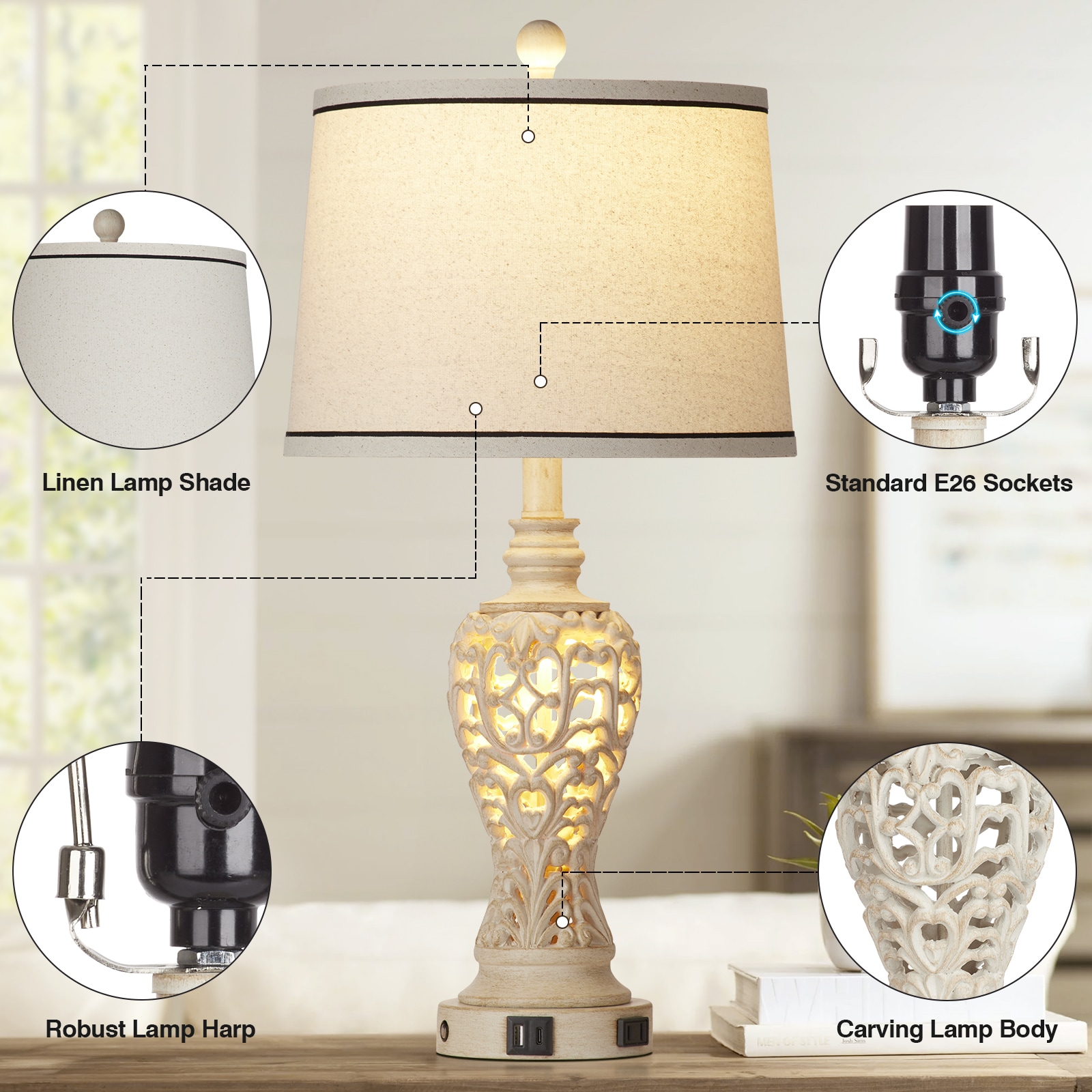 UrFurnishings TD-302 Table-Lamps - View #5