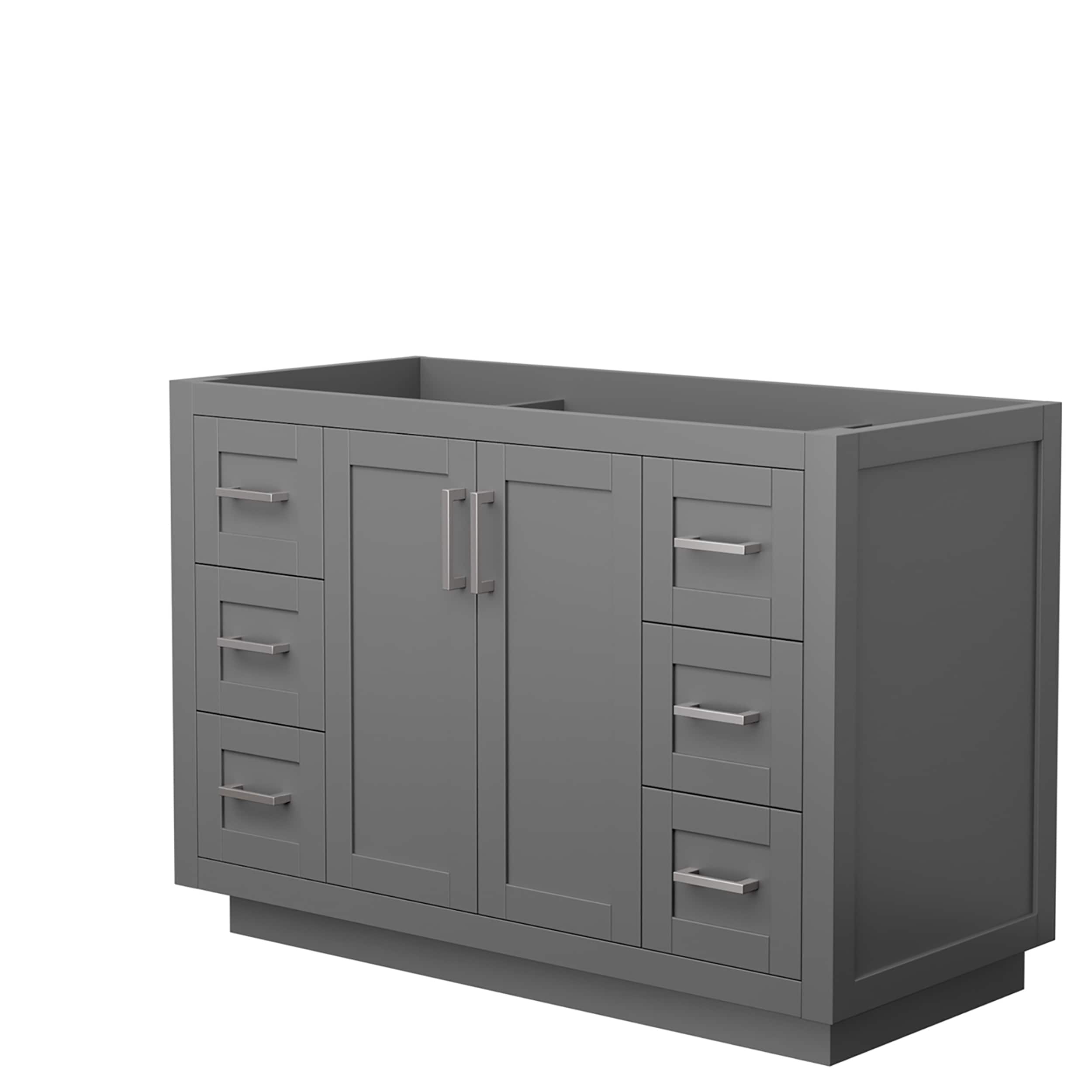 Wyndham Collection WCF292948SKGCXSXXMXX Miranda 48-in Dark Gray with Brushed Nickel Trim Bathroom Vanity Base Cabinet without Top