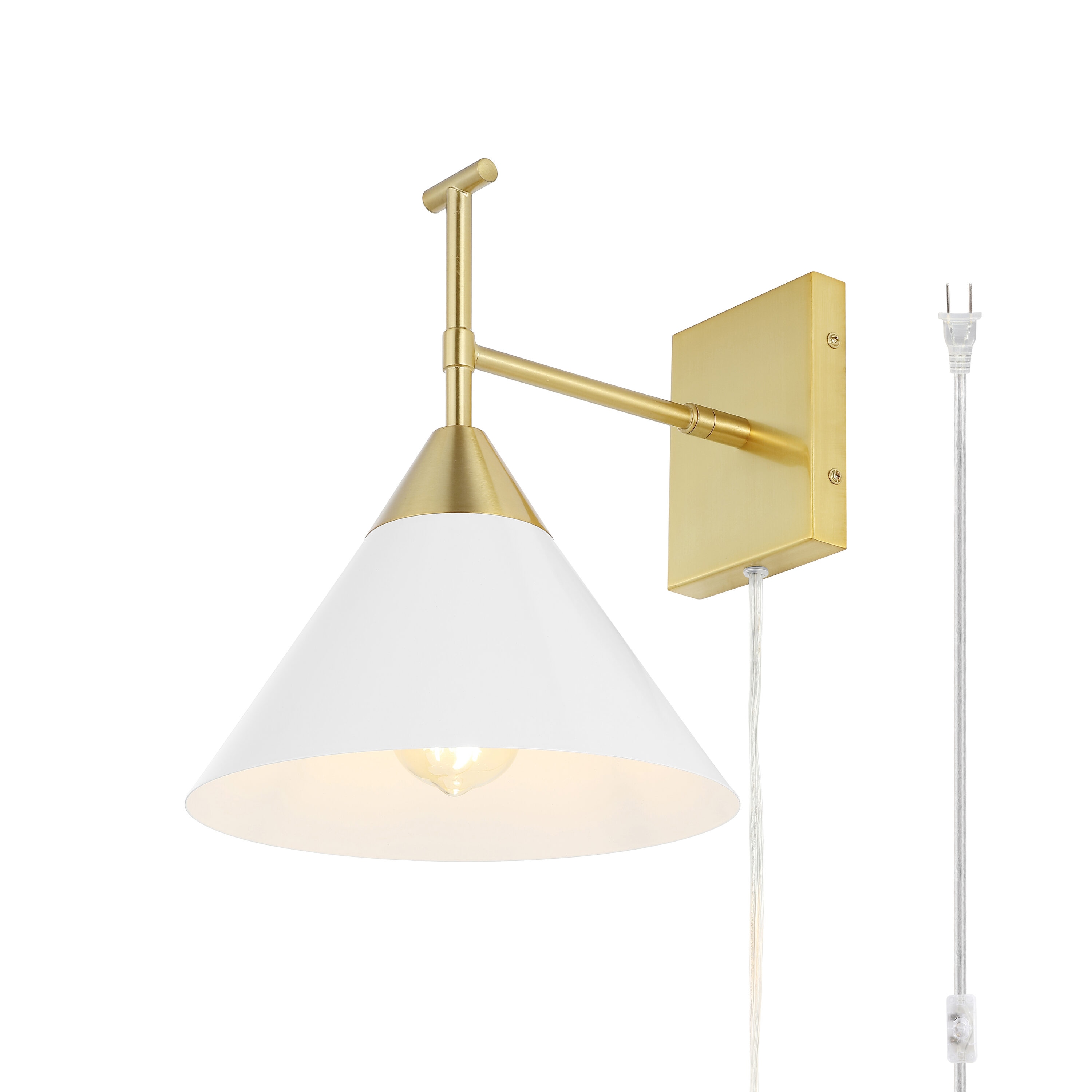 Velezia 20" Gold and White Iron Plug-In Wall Sconce