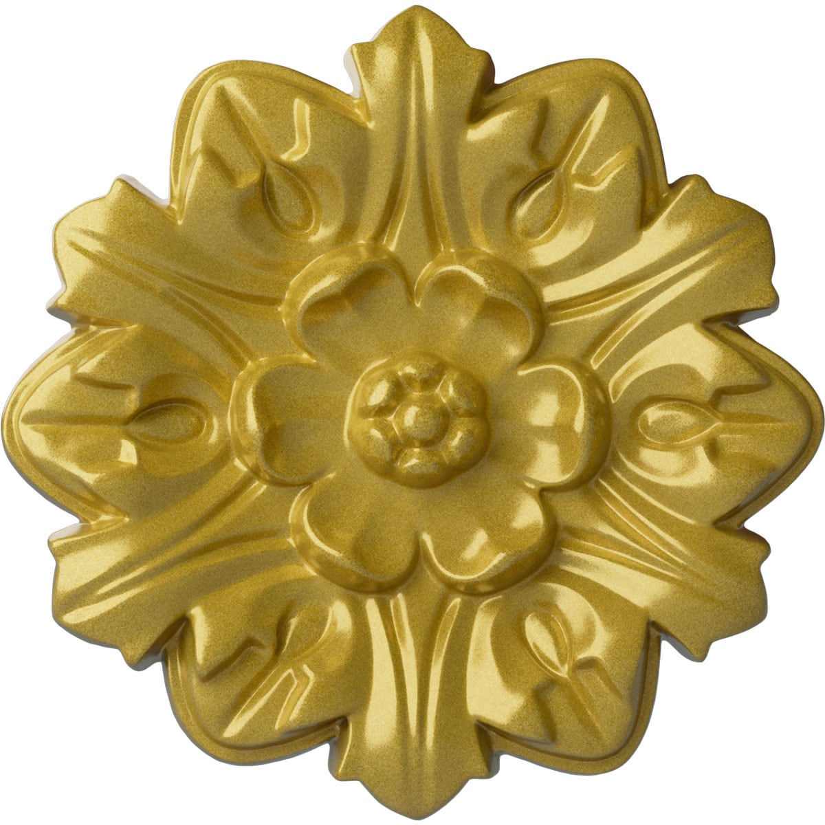 Ekena Millwork CM07EMRGS Emery Leaf 7.625-in W x 7.625-in L Rich Gold Polyurethane Ceiling Medallion