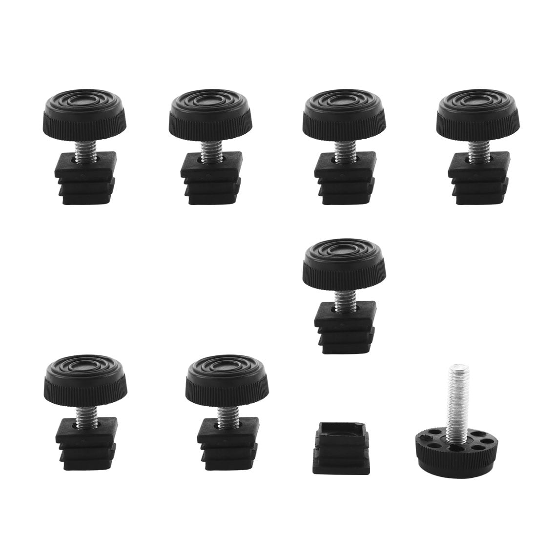 Unique Bargains - 8 Sets Adjustable Leveling Feet 20 x 20mm Square Insert Kit Furniture Glide