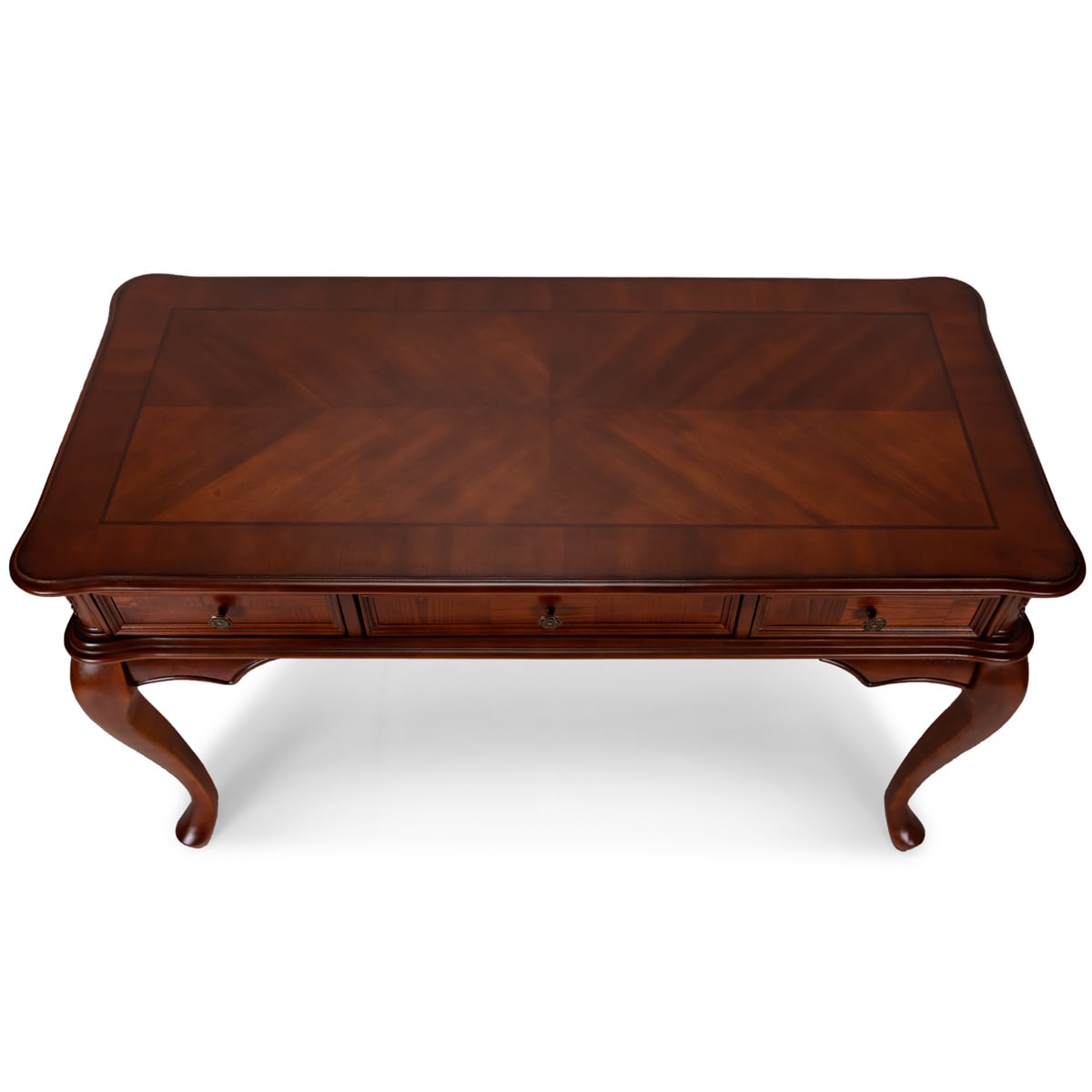 Cherry Birch Wood Executive Desk with Drawers