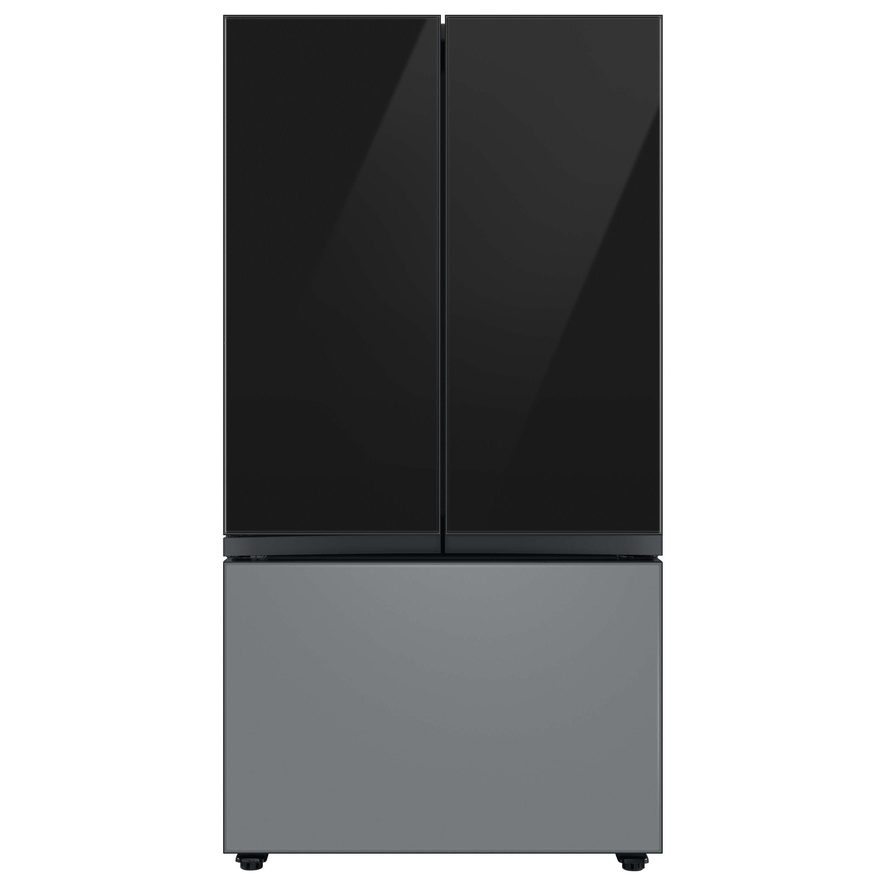 Samsung Bespoke 30 Cu. ft. Matte Gray/White Glass 3-Door French Door Refrigerator with Family Hub