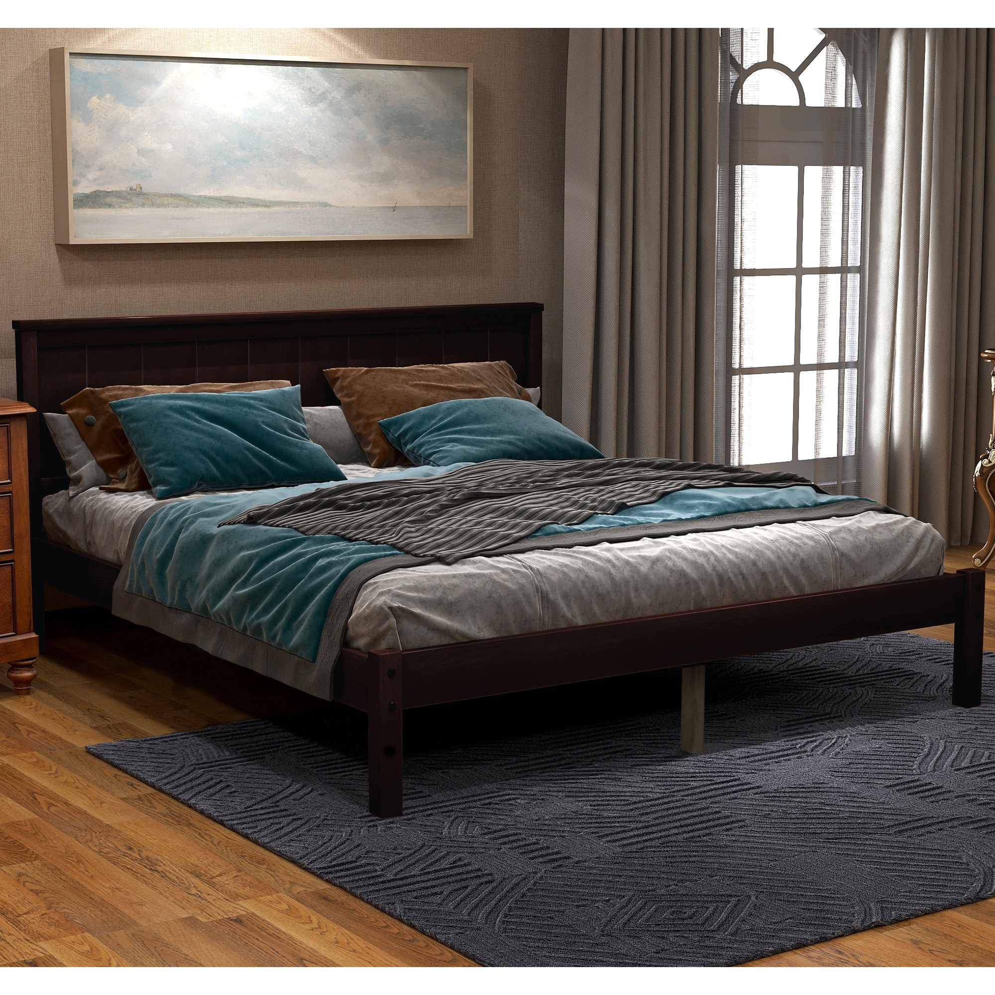 CASAINC WM-WF196098AAE Platform bed Gray Full Wood Platform Bed