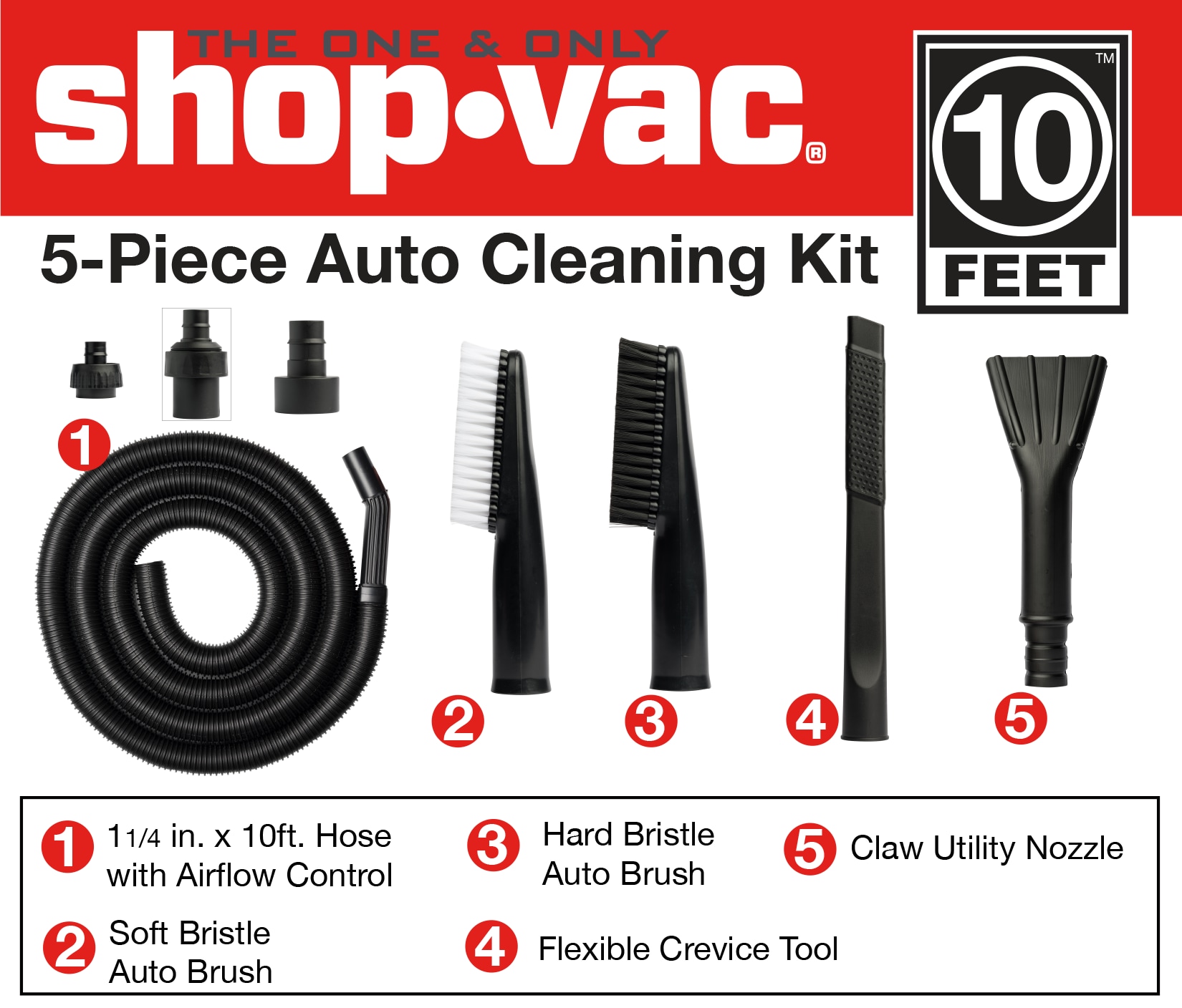 Shop Vac Car Detailing Attachments Long Flexible Crevice Cleaning