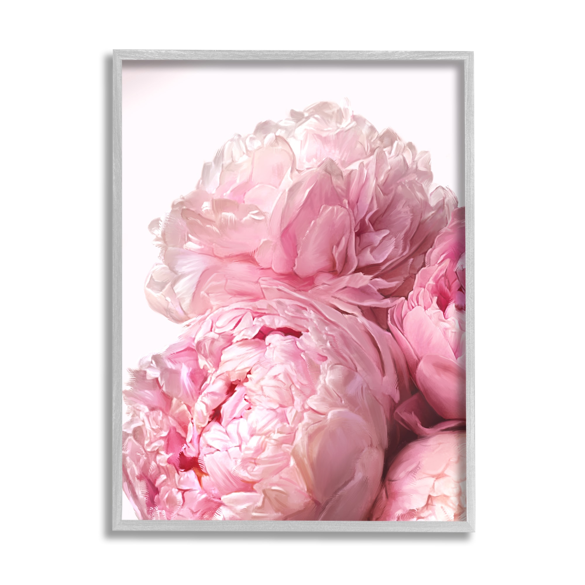 Stupell Industries AF-805-GFF-16X20 Blush Pink Peonies Florals Blooming over White Ziwei Li Gray Wood Framed 20-in H x 16-in W Floral Canvas Print