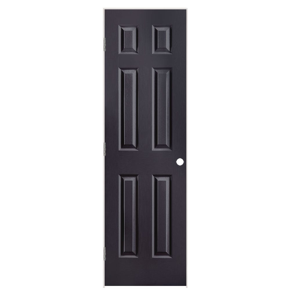 Masonite 1316997 24-in x 80-in Midnight Solid core 6-panel Right hand Textured Prefinished Molded composite Flat Jamb Single Prehung Interior Door