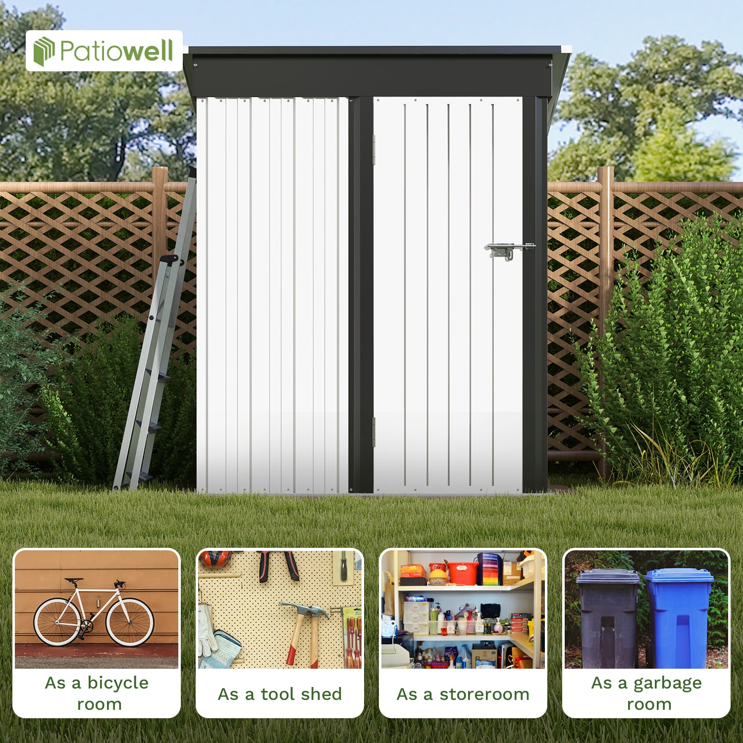 Patiowell Silvery Metal Storage Shed Tool Hanger Rack in the