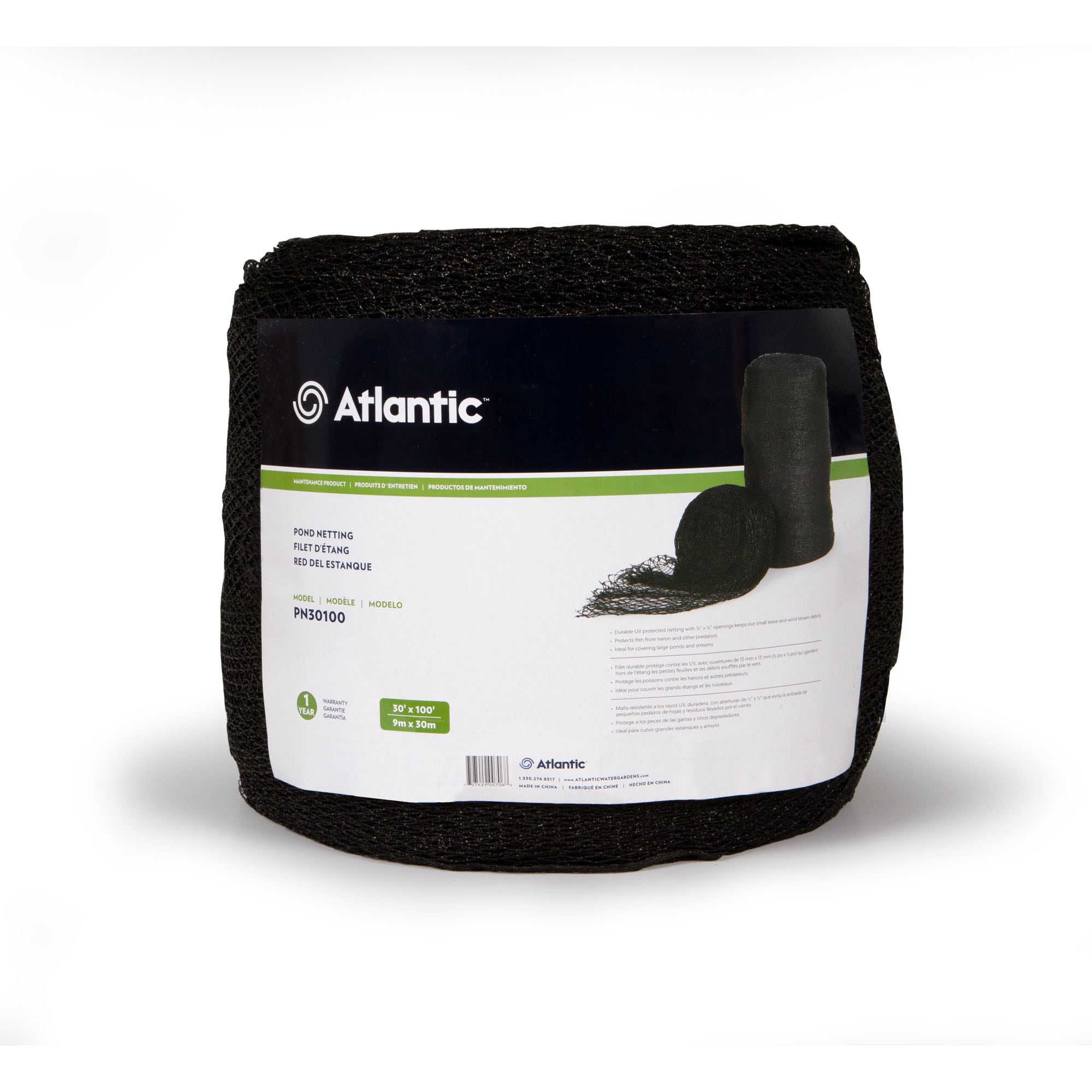 Atlantic 74052 1200-in x 360-in x 0.1-in Black Mesh Pond Net