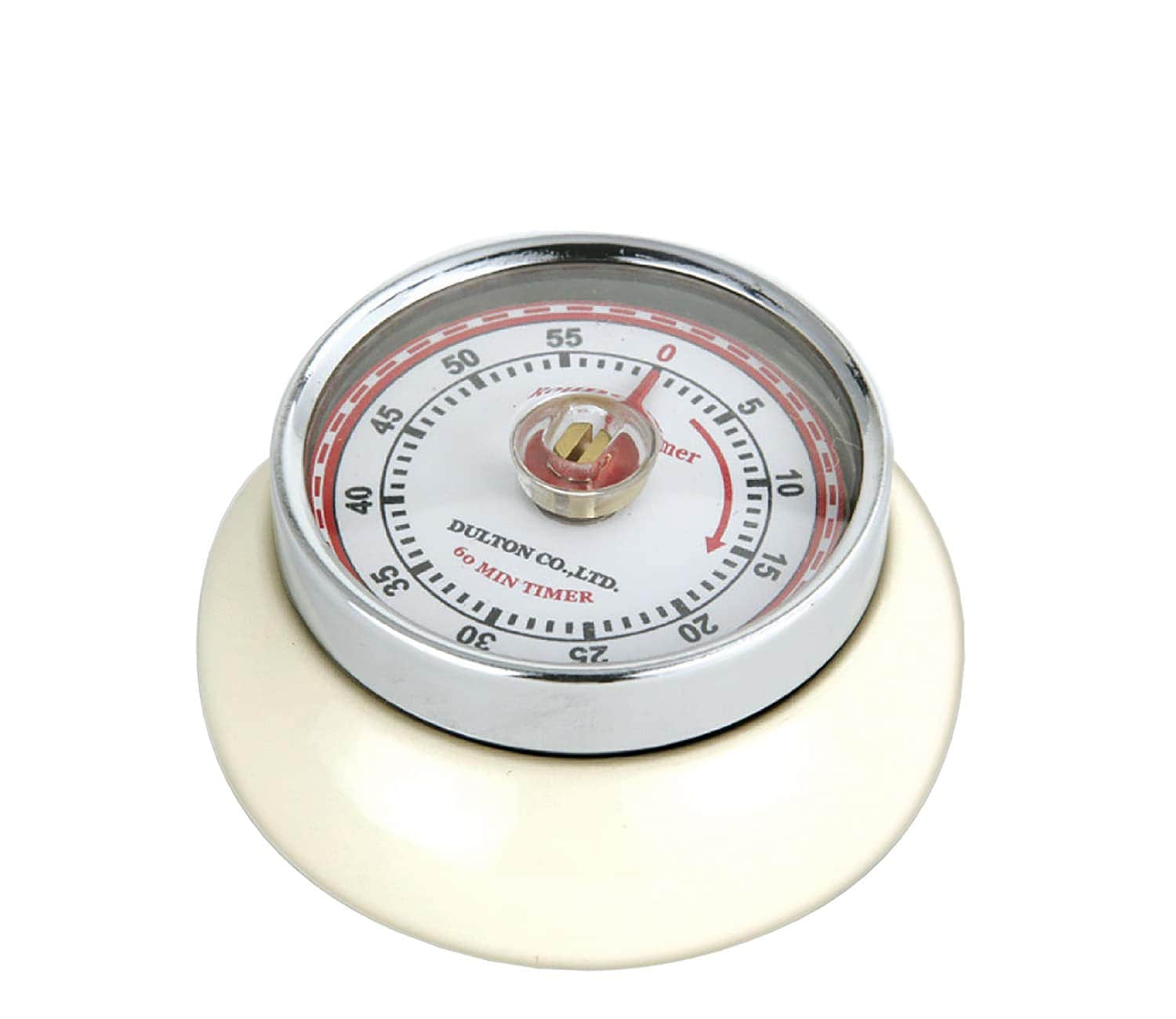 Zassenhaus  Magnetic Retro 60 Minute Kitchen Timer 2.75Inch Cream