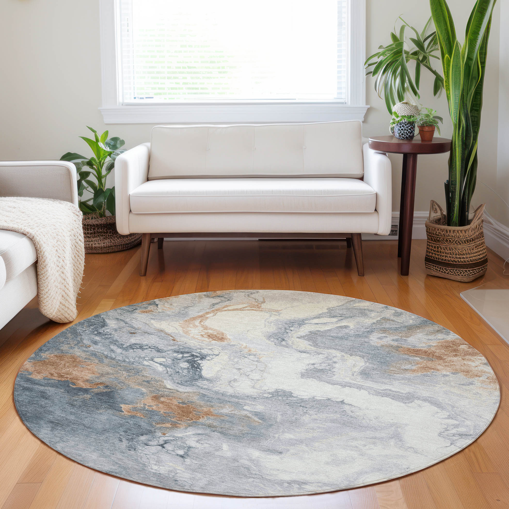 Addison Rugs ACN1841GY8RO Chantille ACN1841GY 8 x 8 (ft) Loomed Polyester Gray Round Indoor/Outdoor Geometric Machine washable Area rug