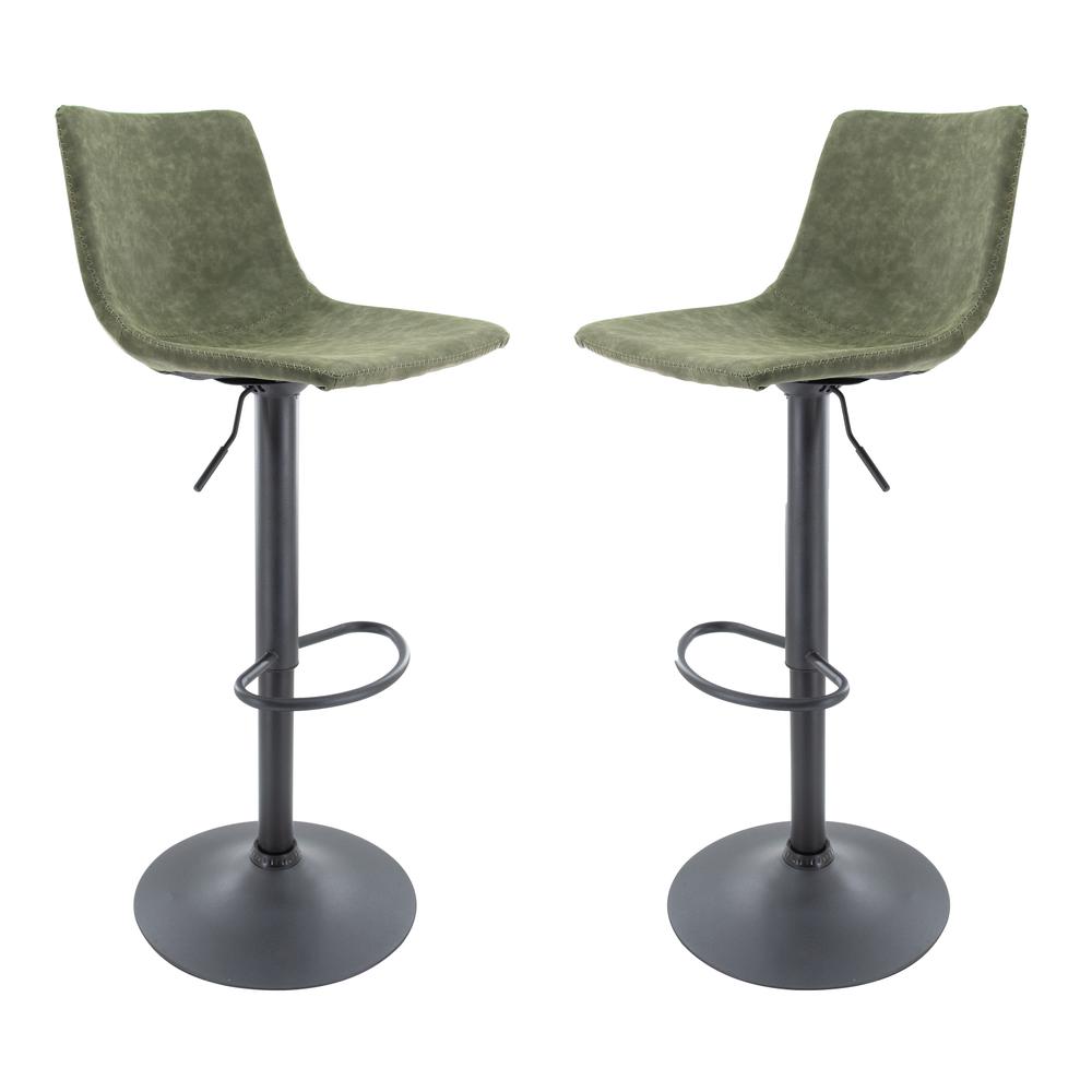Leisuremod BG3213475 Tilbury Modern Adjustable Bar Stool With Footrest  360Degree Swivel Set of 2