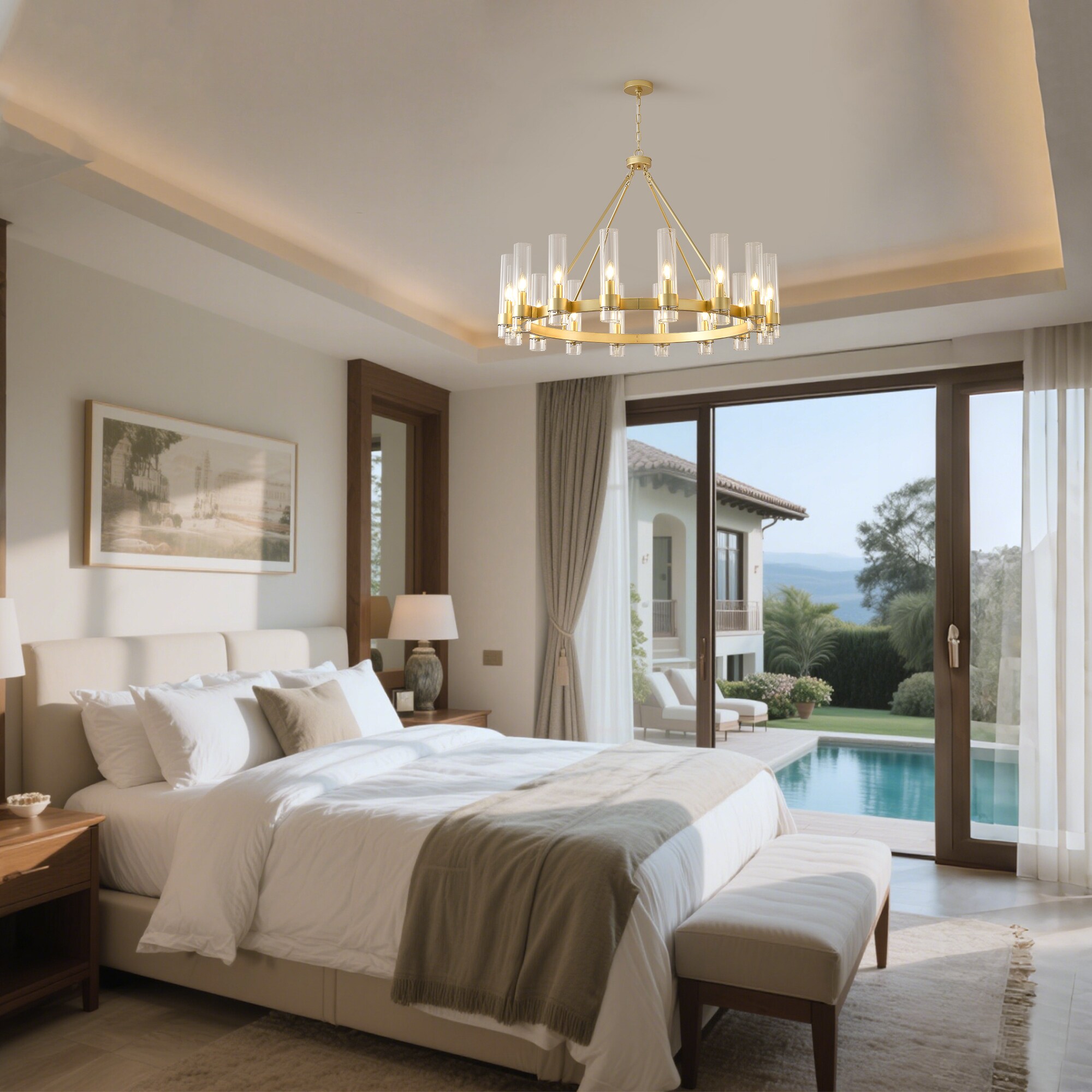 GZJunYo Modern 16-Light Gold Industrial For Use in Bedrooms Dining