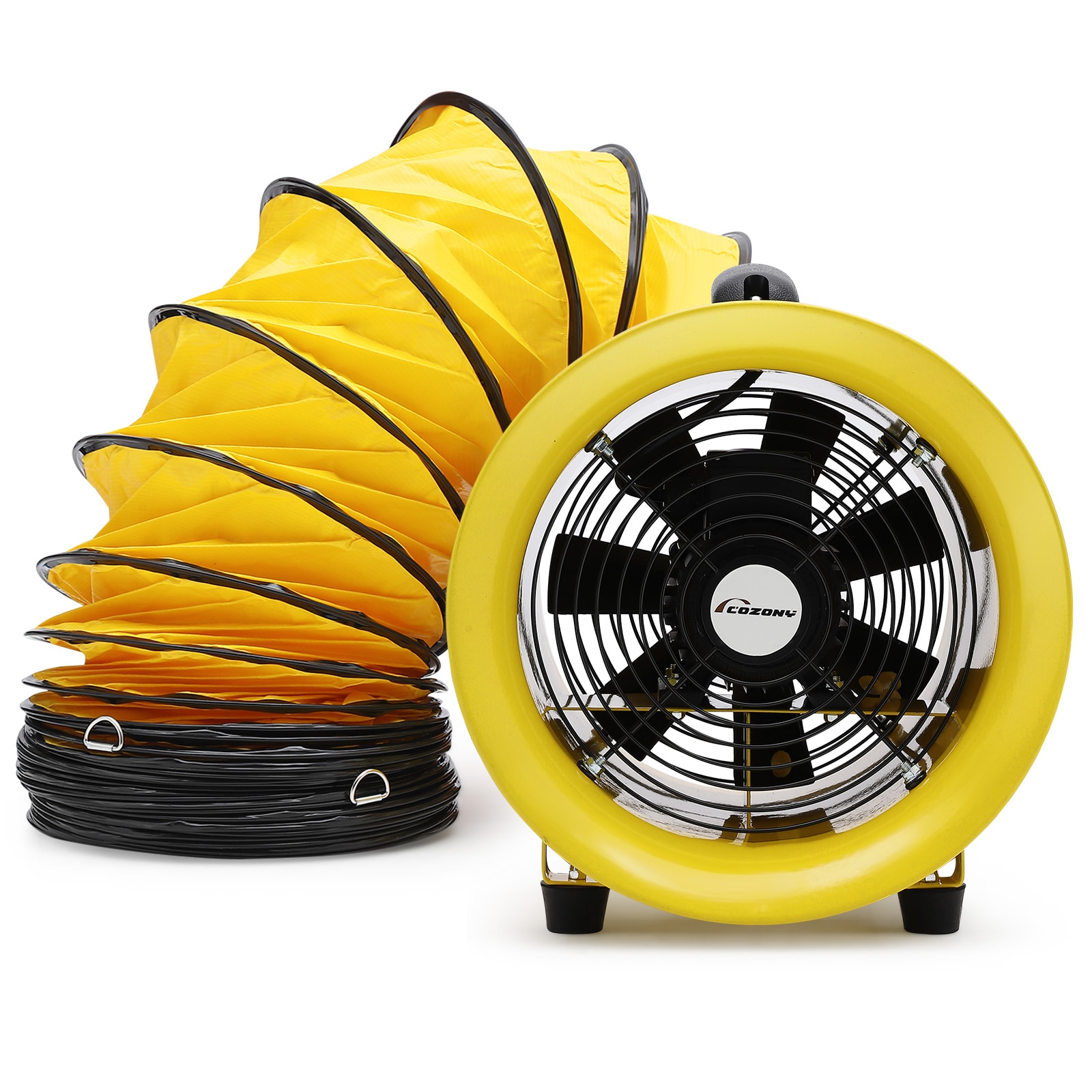 GarveeLife 8 Inch Explosion Proof Axial Exhaust Fan 3300 RPM 7 Blades Low Noise CE with 16.4ft PVC Duct Hose for Basement Sewer Tunnel