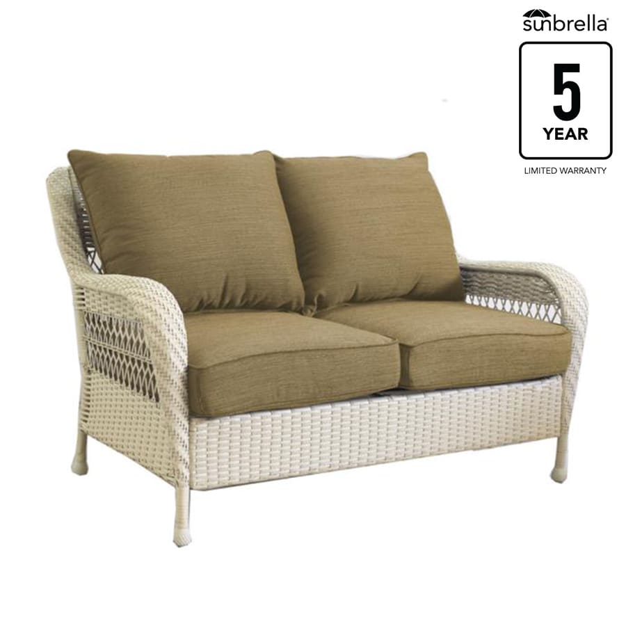 allen + roth Glenlee Wicker Outdoor Loveseat Brown Cushion(S) and Steel Frame the Patio Sectionals & Sofas department at Lowes.com