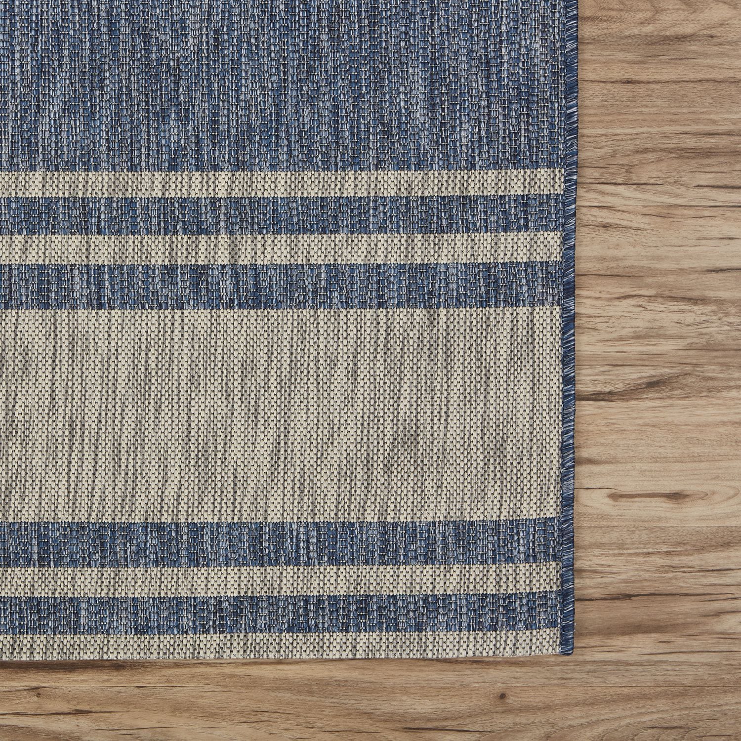 Nautical Gray and Blue Synthetic 5' x 7' Area Rug