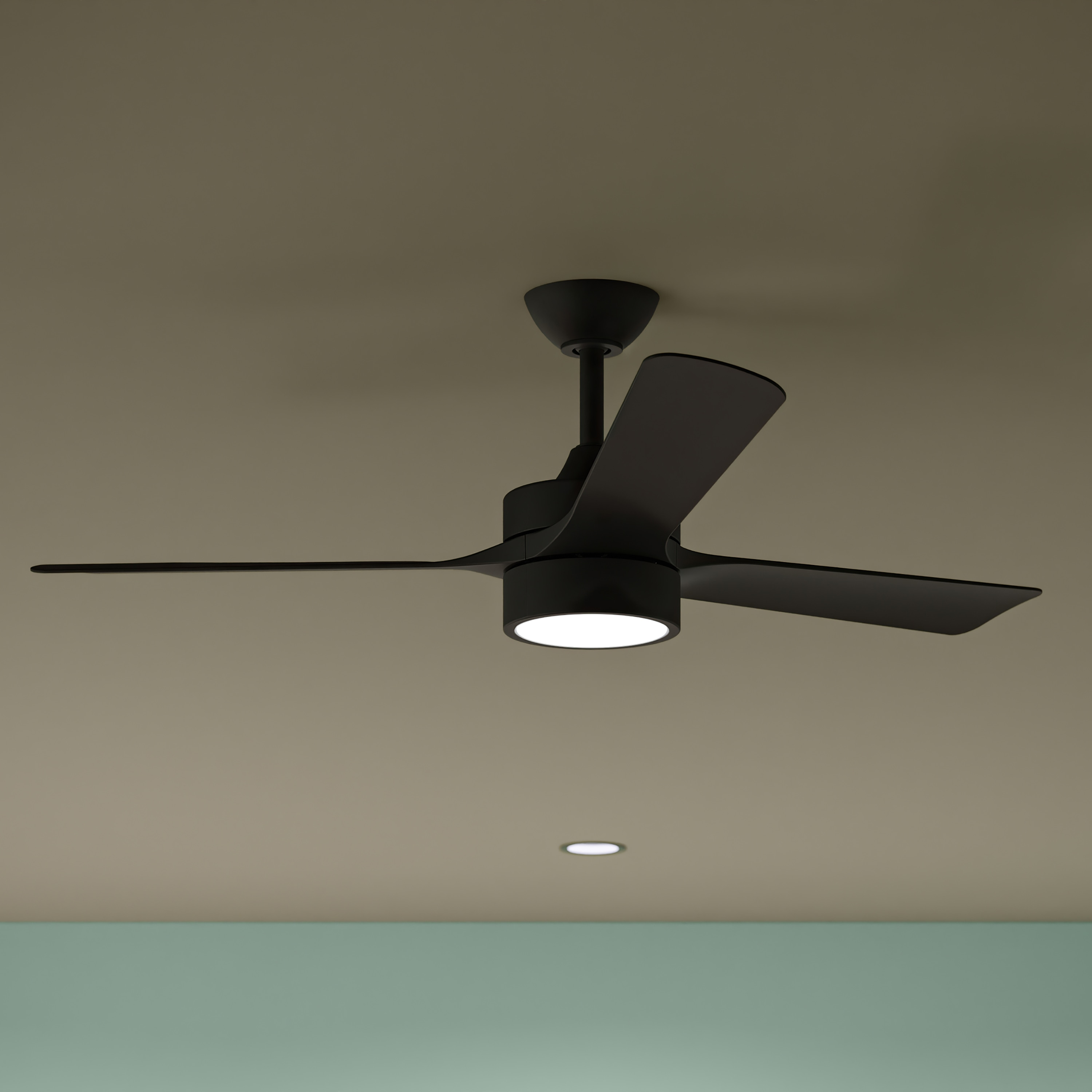 Progress Lighting Axion II 52-in Matte Black with Matte Black Blades LED Ceiling Fan With Light and Wall Control Included 3 -Blade
