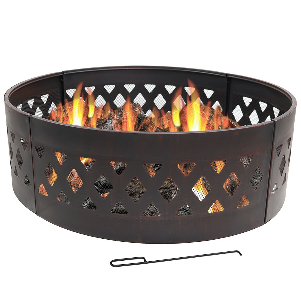 Sunnydaze Decor 36 Sq In Fire Rings, Solid Steel Fire Pit Ring