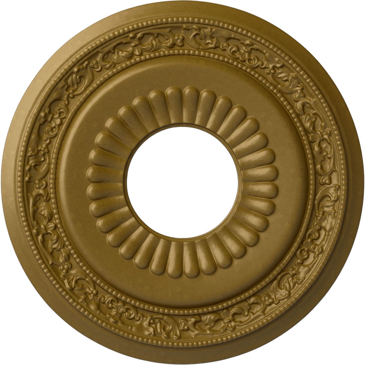 Ekena Millwork CM20LNGLS Lauren 20.625-in W x 20.625-in L Painted Gold Polyurethane Whole Ceiling Medallion