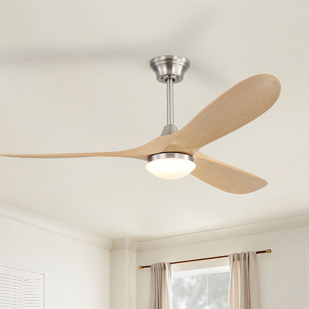 Sofucor 60-inch Modern Sand Nickel  3-blade Ceiling Fan Light With Remote Control Supports Mobile Phone Connection And Voice Function