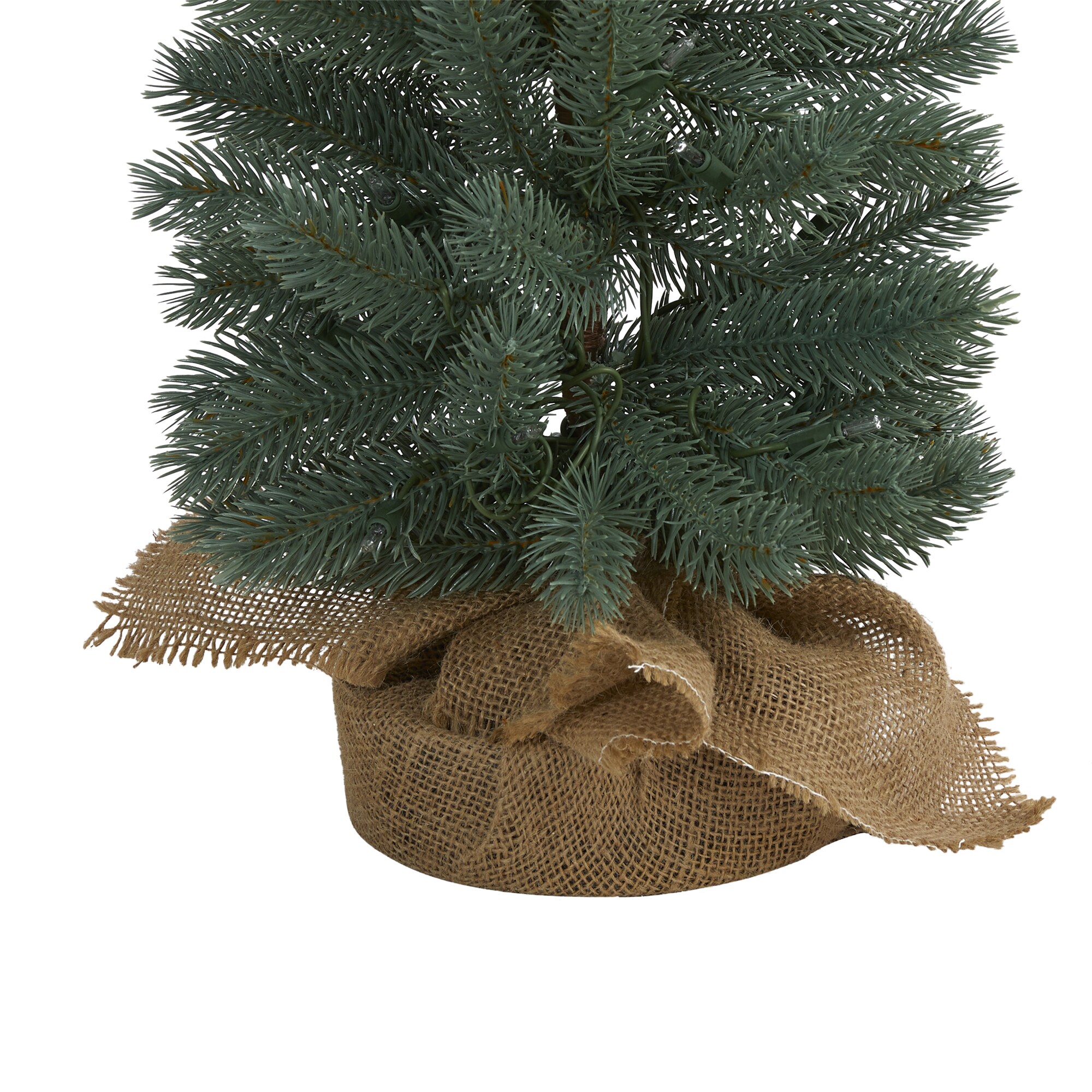 4ft Green Pine Artificial Christmas Tree with Warm White Lights and Burlap Base