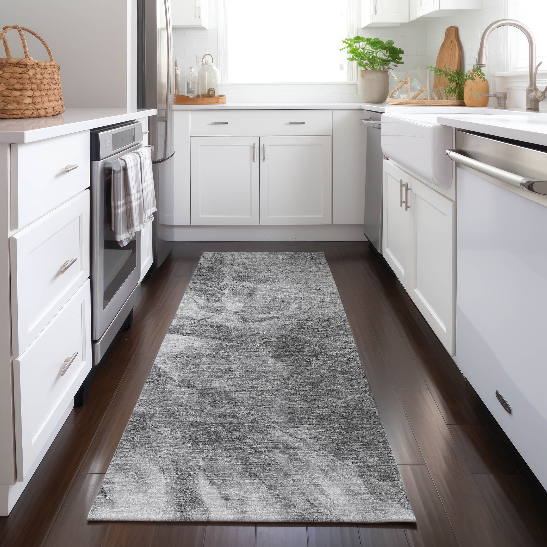 Addison Rugs ACN641GY2X8 Chantille ACN641GY 2 x 7 (ft) Polyester Gray Rectangular Indoor/Outdoor Geometric Machine washable Runner rug