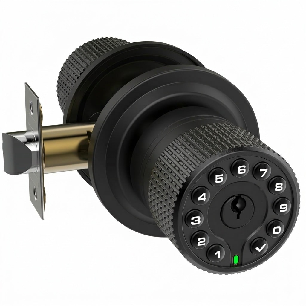 Adrinfly Keyless Keypad Door Knob Lock 50 User Codes Matte Black Waterproof Auto Lock Fits 1-3/8 to 2-1/2 Inch Doors 1 Piece #LAD0509M04