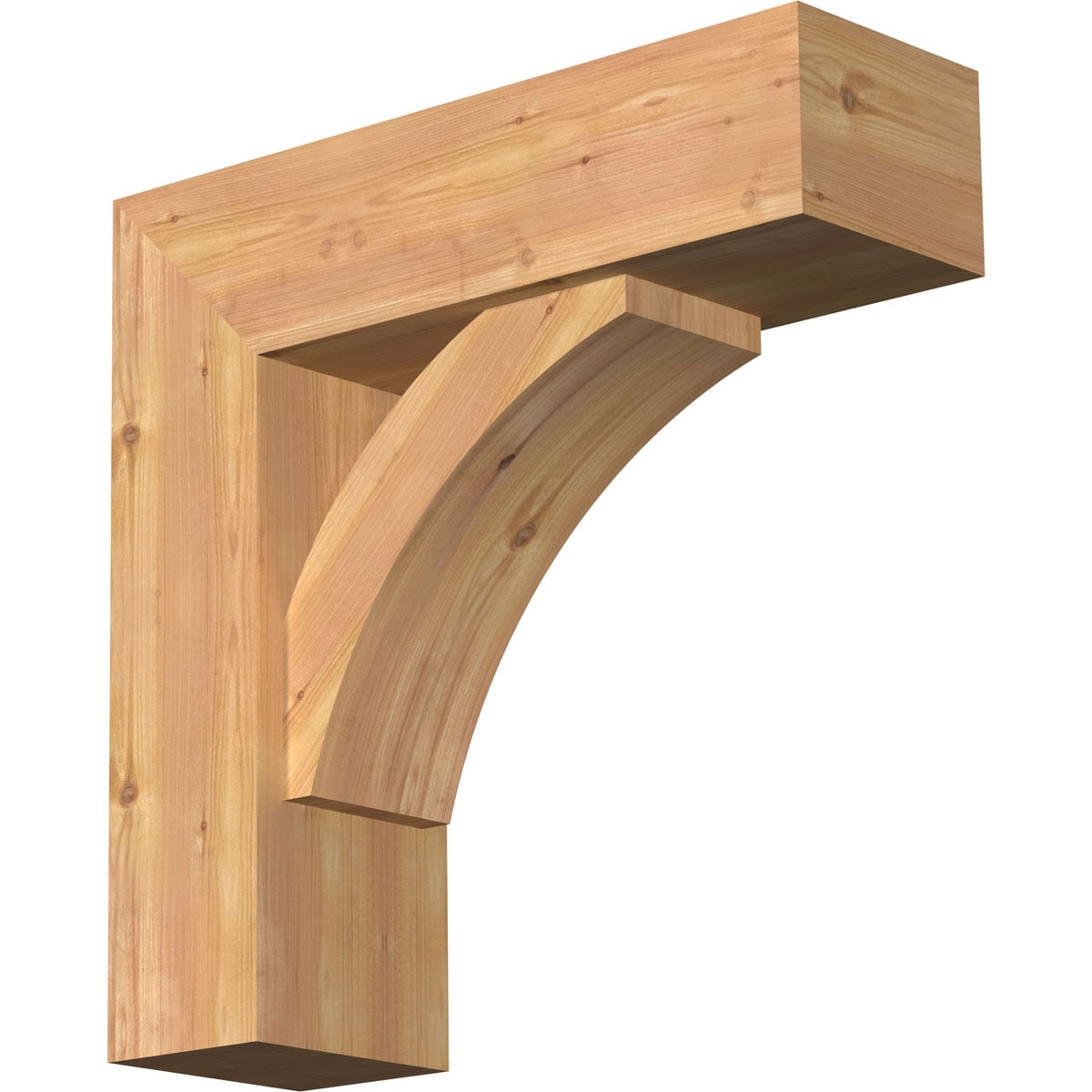 Ekena Millwork 1463974 Thorton Block Smooth Bracket with Offset Brace Western Red Cedar Wood Standard Bracket