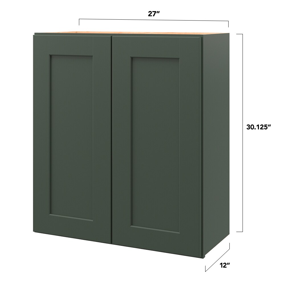 allen + roth Galway 27-in W x 30.125-in H x 12-in D Sage Blind Corner Wall  Fully Assembled Cabinet (Flat Panel Shaker Door Style) in the Kitchen  Cabinets department at