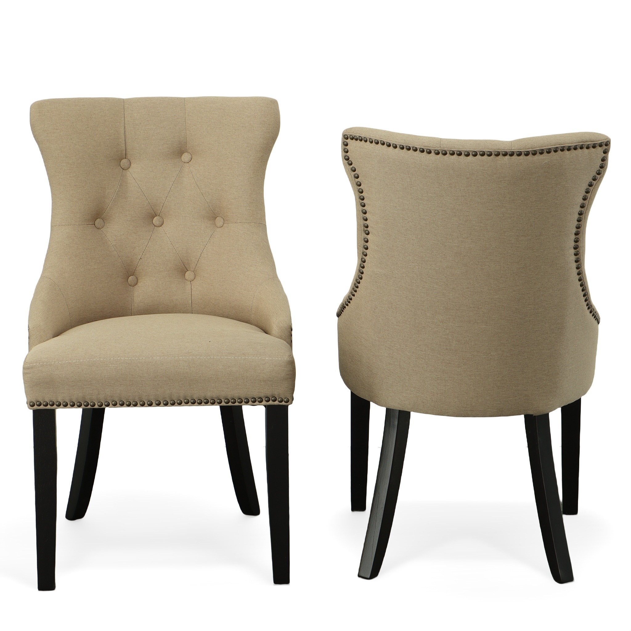 Julia Espresso Cream Linen High-Back Upholstered Side Chair