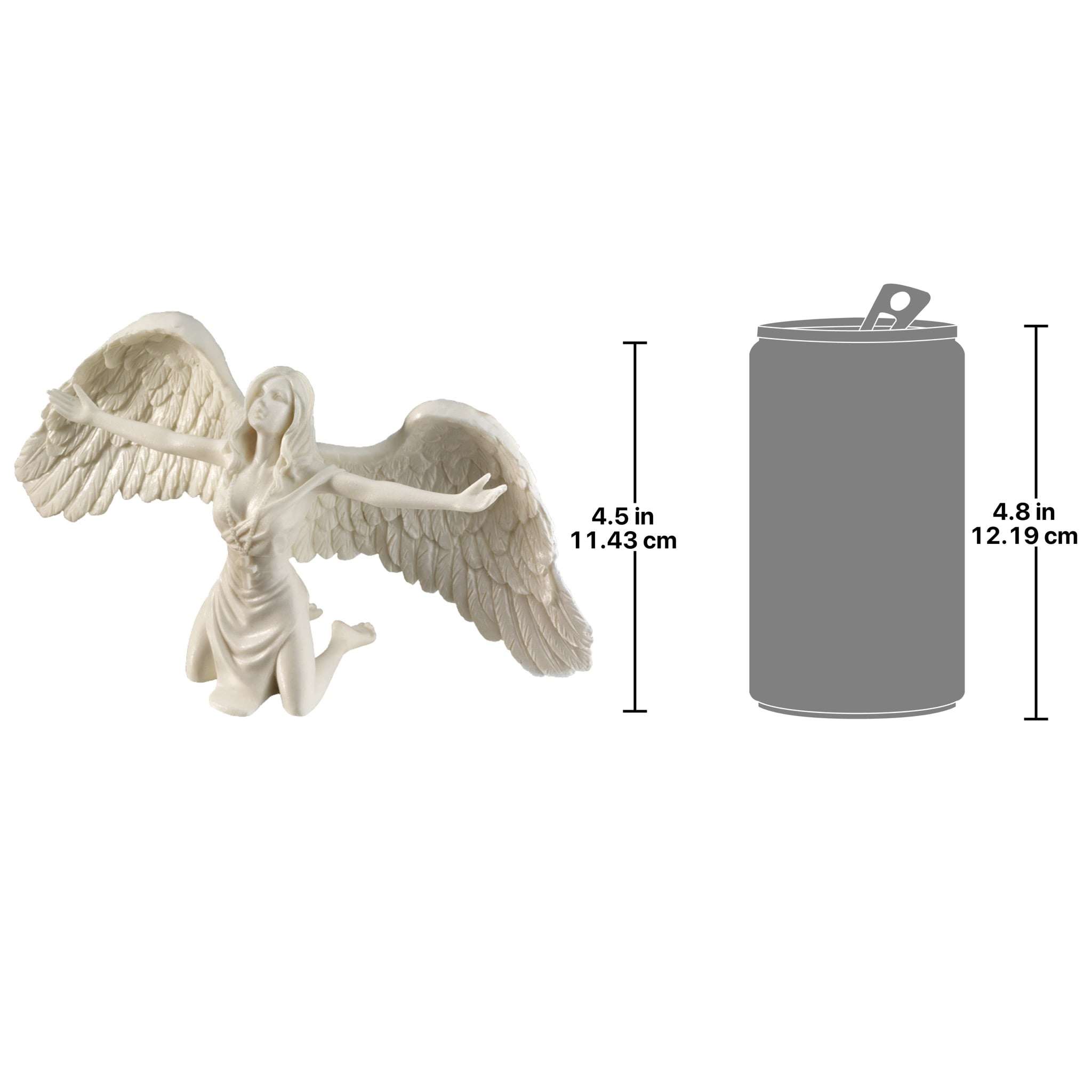 Off-White Resin Angel Statue with 9-Inch Wingspan