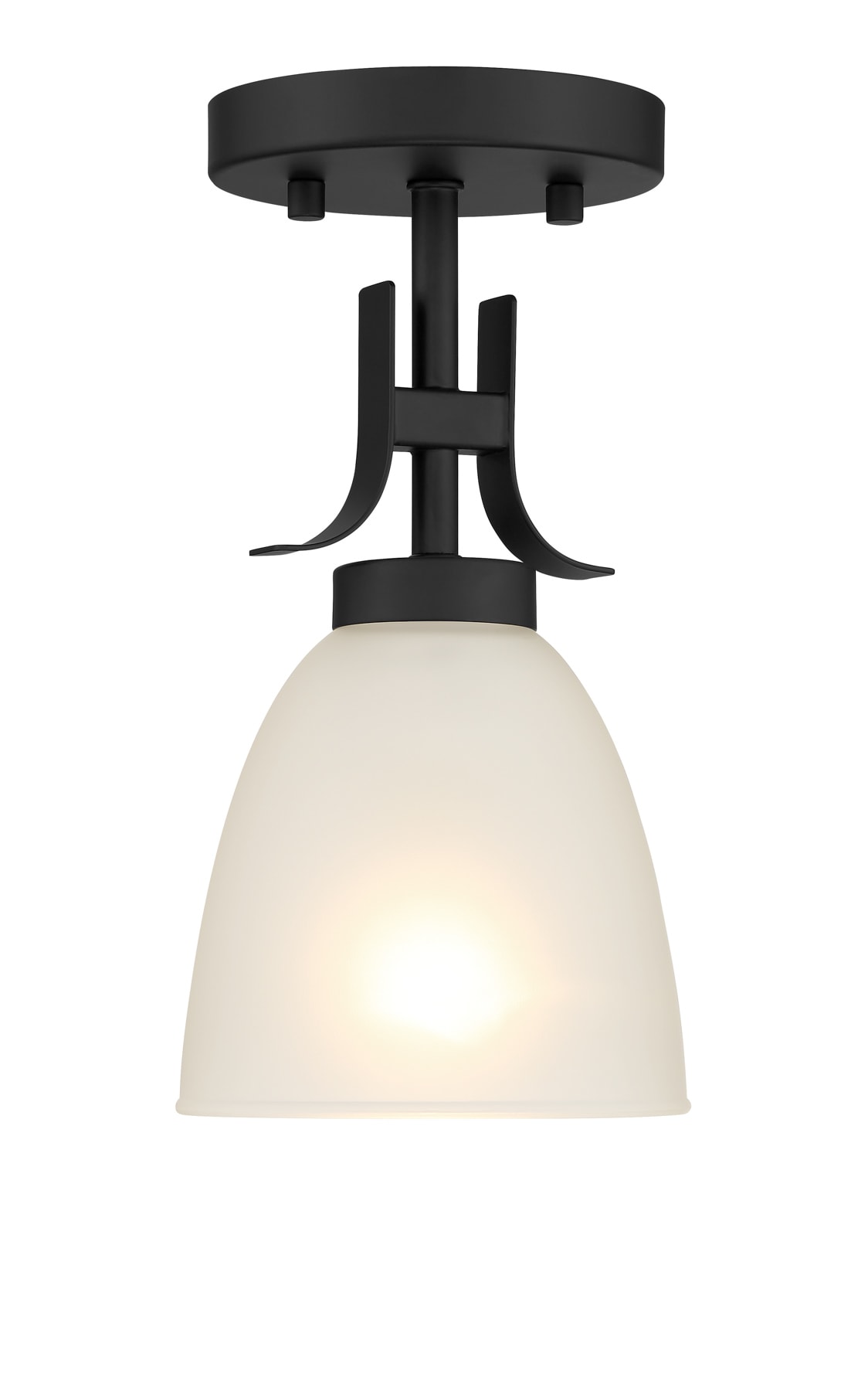 Coal Black Mini Pendant Light with Etched Glass Shade