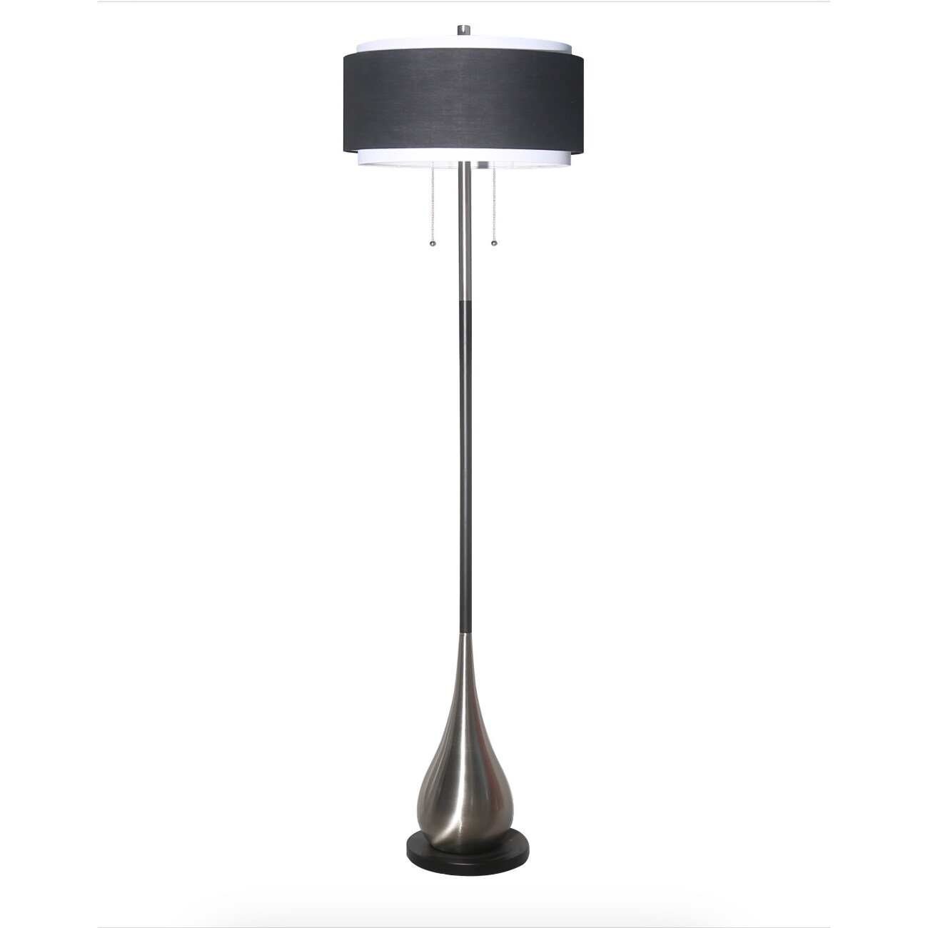 HomeRoots 4000397277 Reverse Teardrop Black and Chrome Floor Lamp