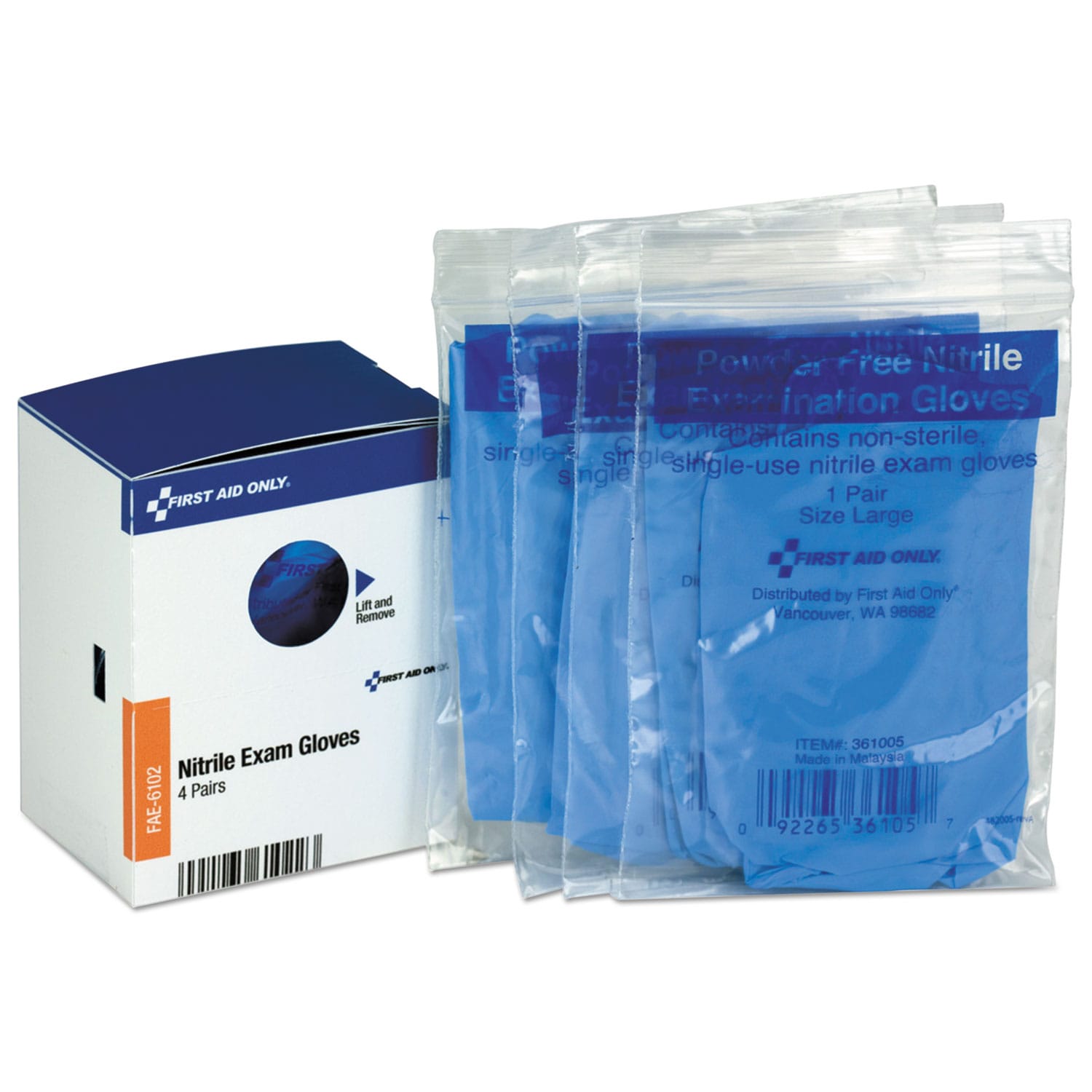 First Aid Only Refill for SmartCompliance General Business Cabinet Nitrile Exam Gloves 4 Pair/Box
