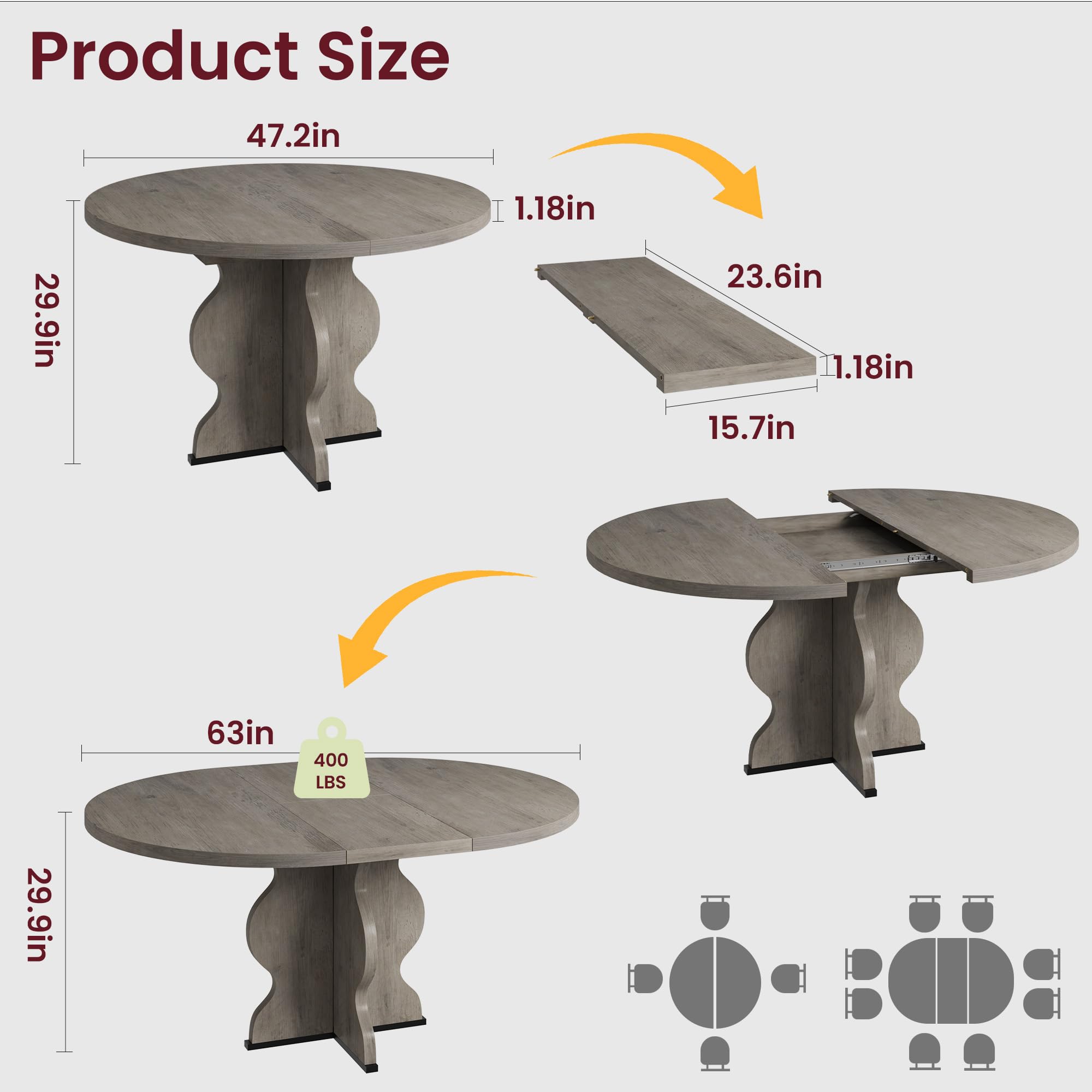 Garvee SCALABLE RETRO GRAY Dining-Tables - View #3
