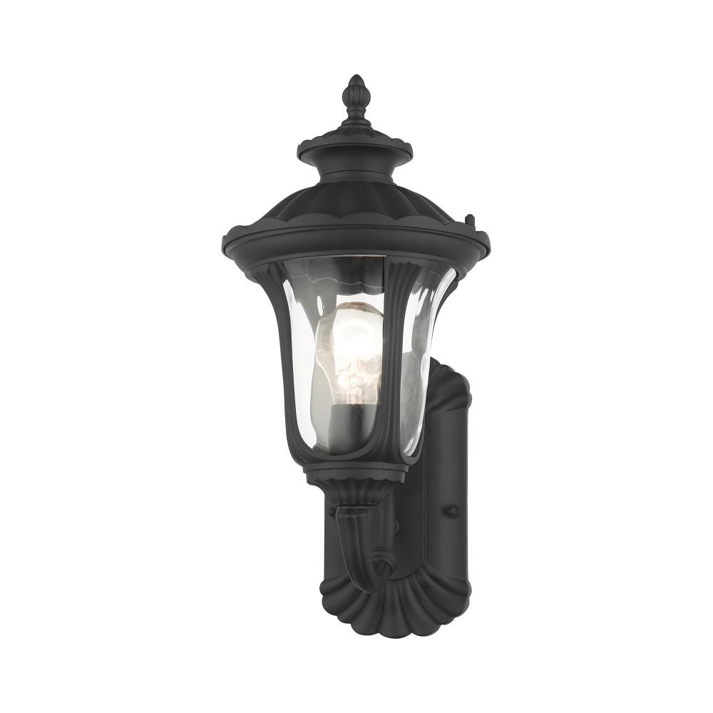 Oxford Black Aluminum Outdoor Wall Lantern with Clear Glass