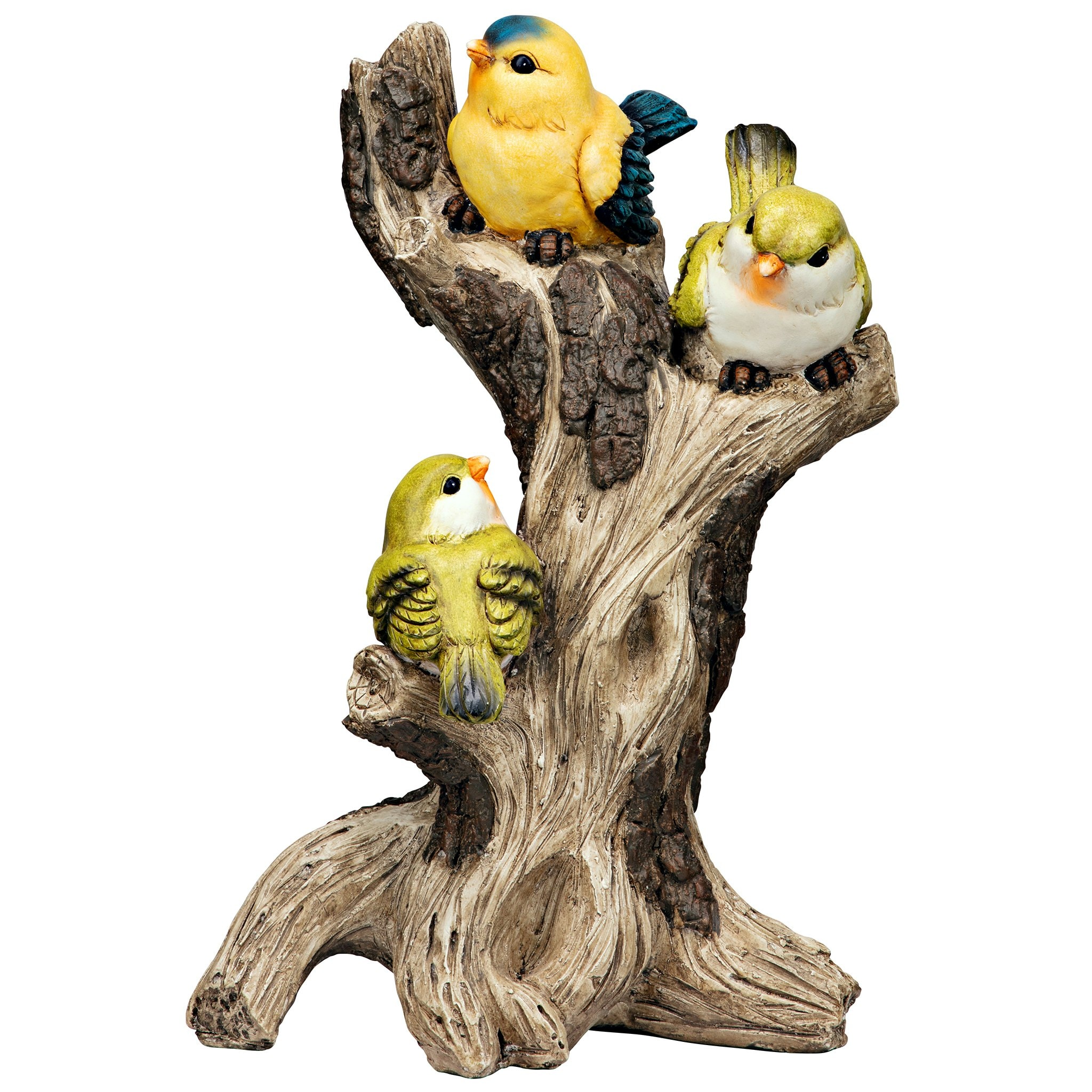 Hand-Painted Yellow Warblers Resin Garden Statue, 16.5 Inches